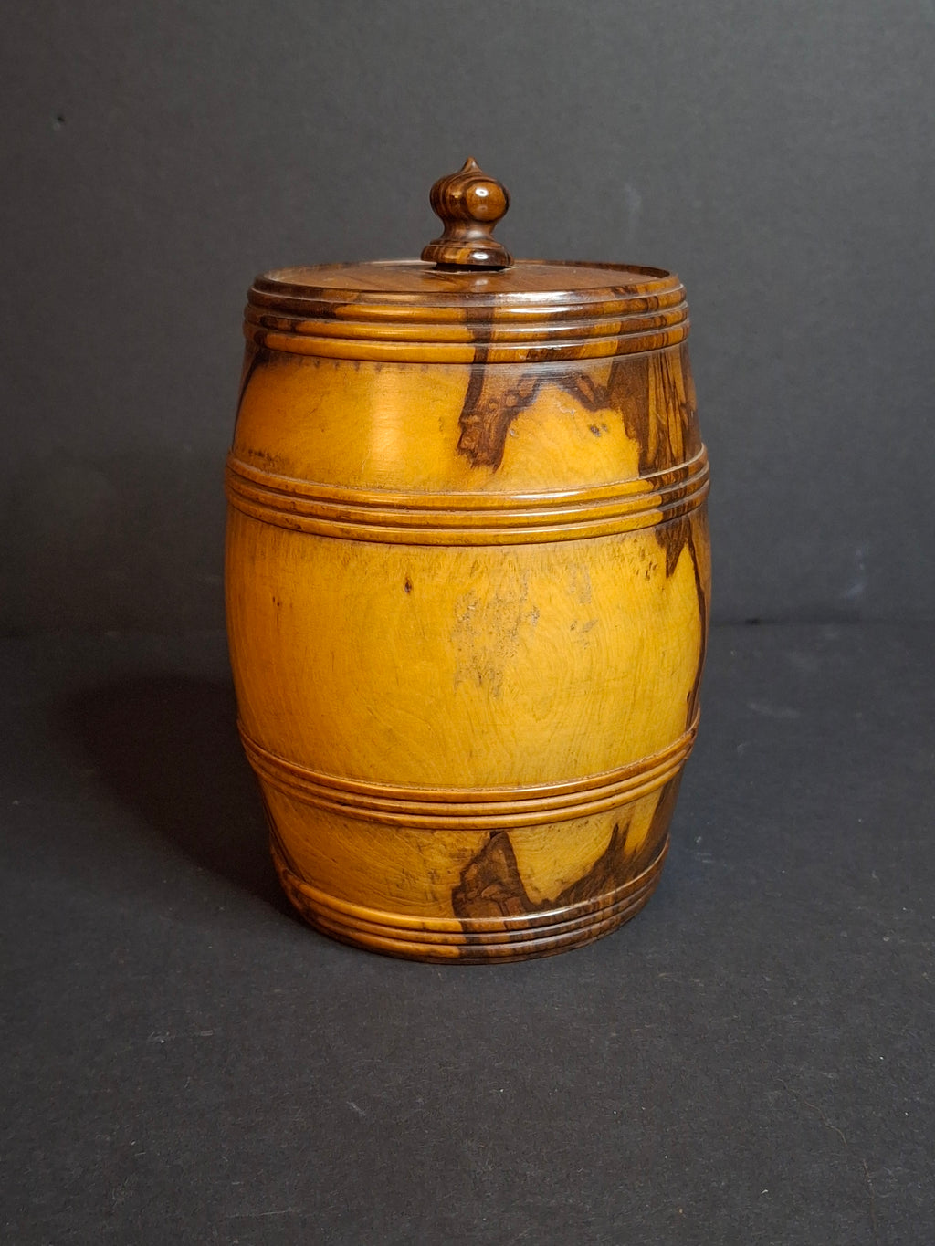 Rare Antique Jerusalem Olive Wood Miniature Barrel Keg Mount of Olives Holy Land