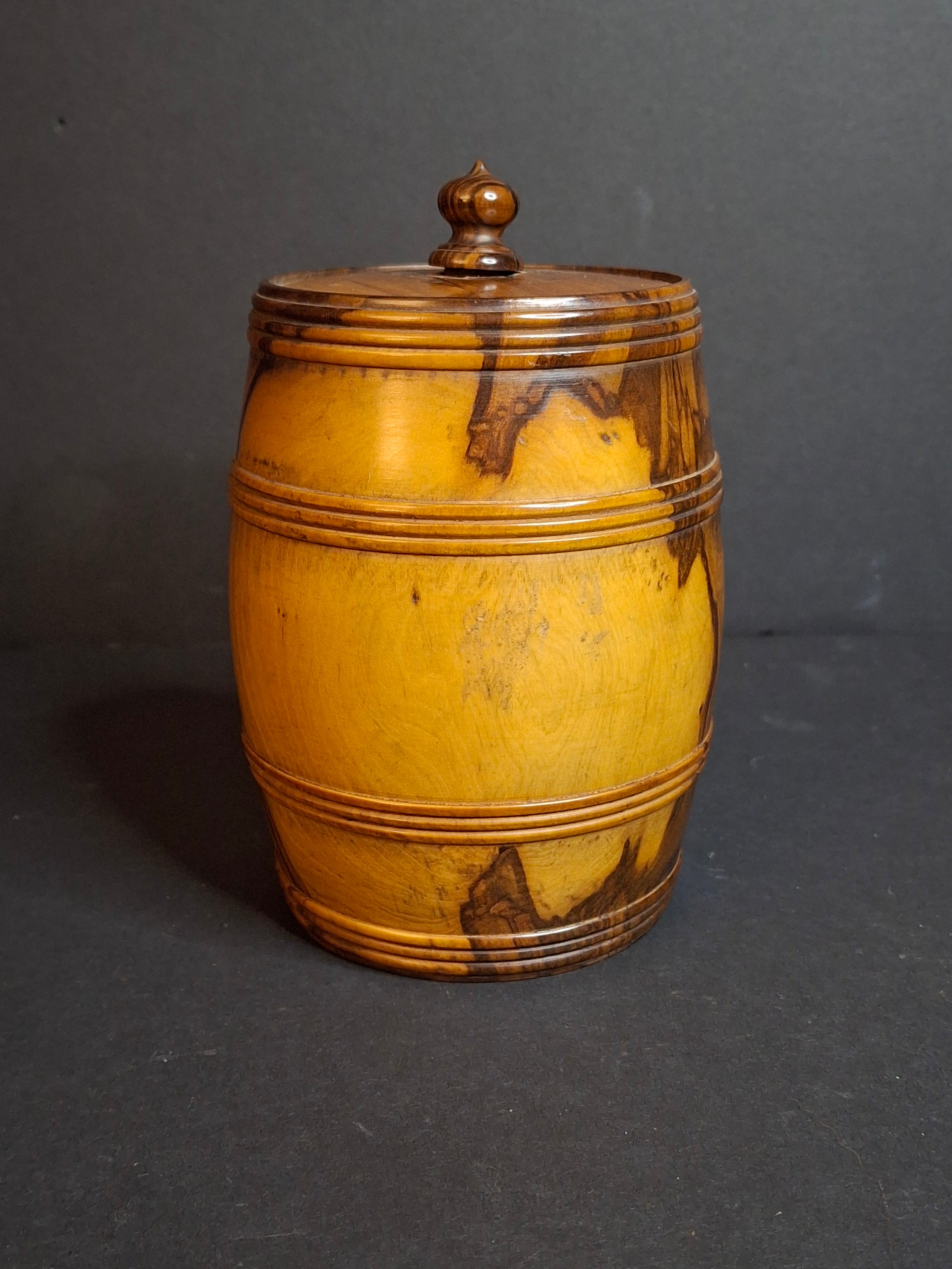 Rare Antique Jerusalem Olive Wood Miniature Barrel Keg Mount of Olives Holy Land