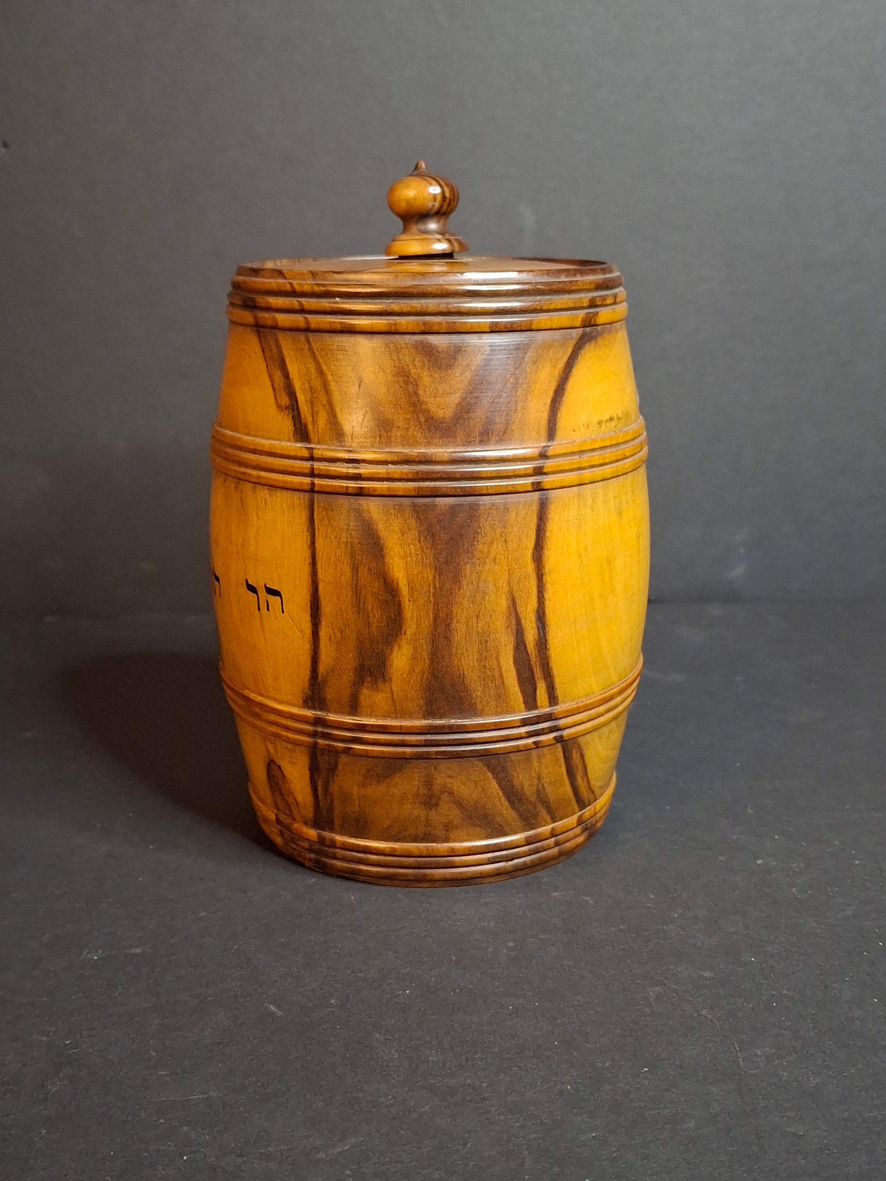 Rare Antique Jerusalem Olive Wood Miniature Barrel Keg Mount of Olives Holy Land