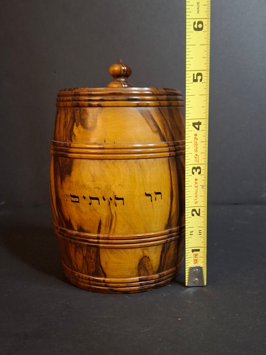 Rare Antique Jerusalem Olive Wood Miniature Barrel Keg Mount of Olives Holy Land
