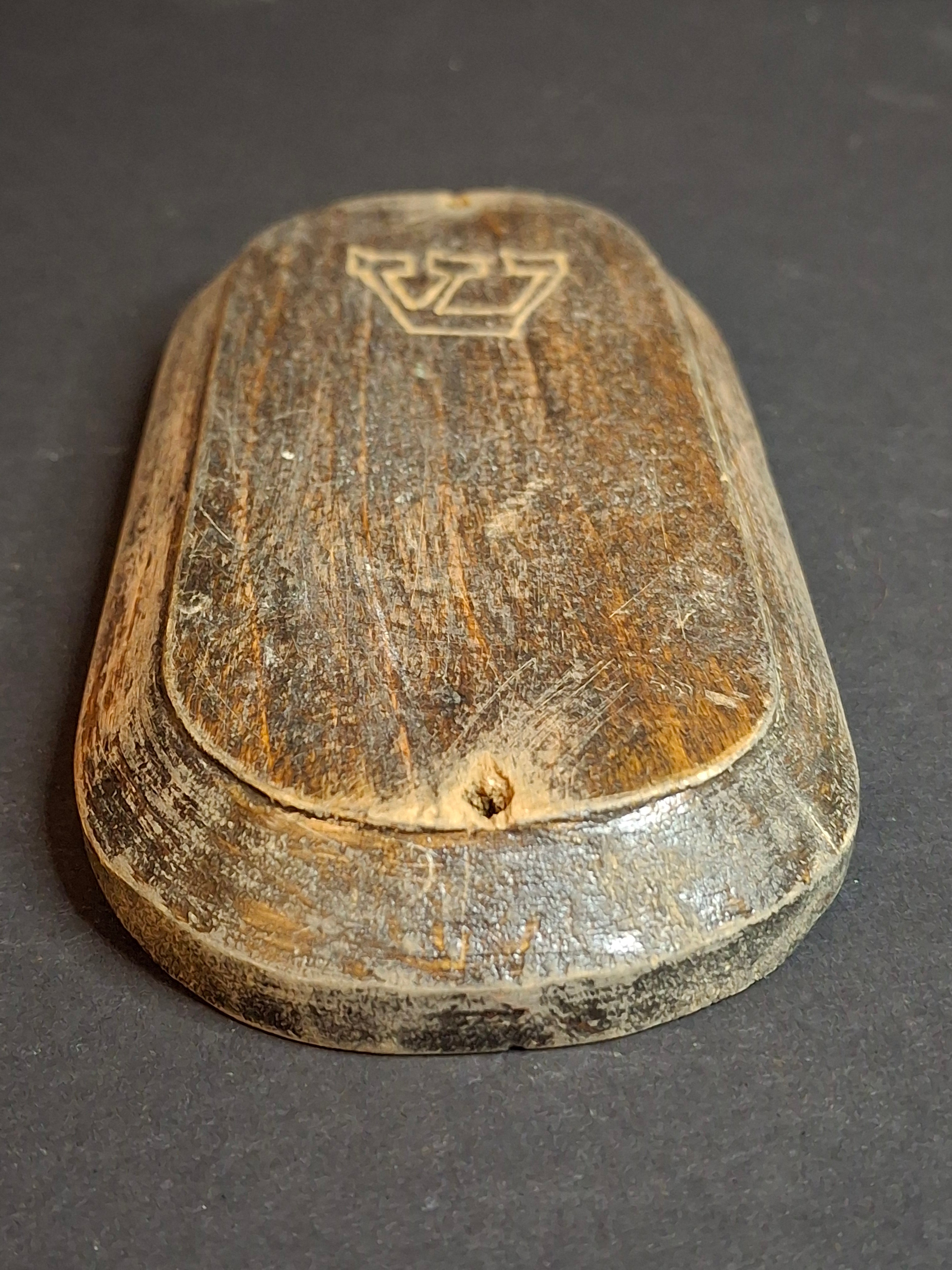 Vintage Extra-Large Hand-Carved Wooden Mezuzzah Case - Mid-Century European Judaica - Lodz Provenance