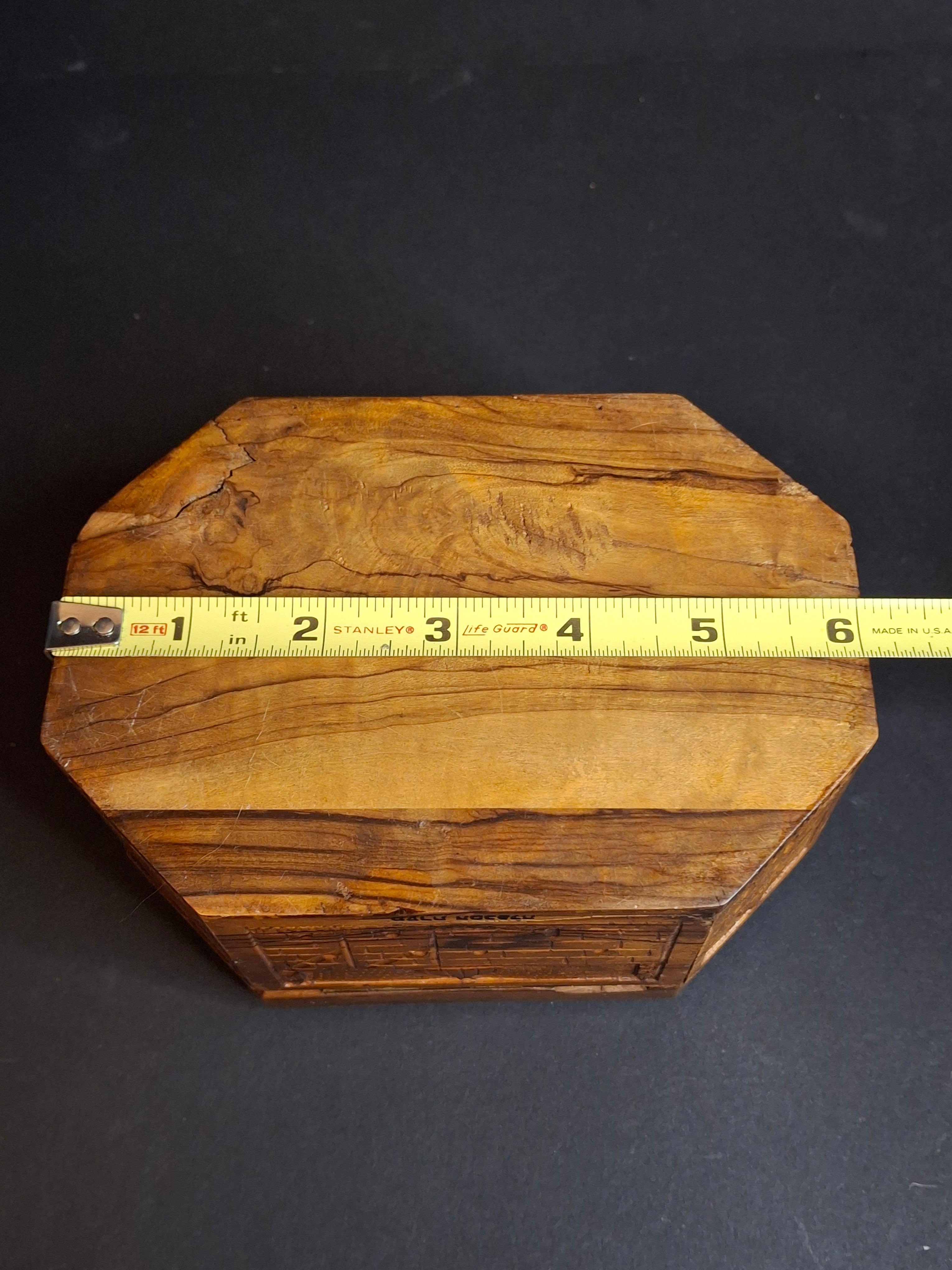 Antique Bezalel Era Olive Wood Etrog Box Carved Jerusalem Holy Places Sukkot 6"