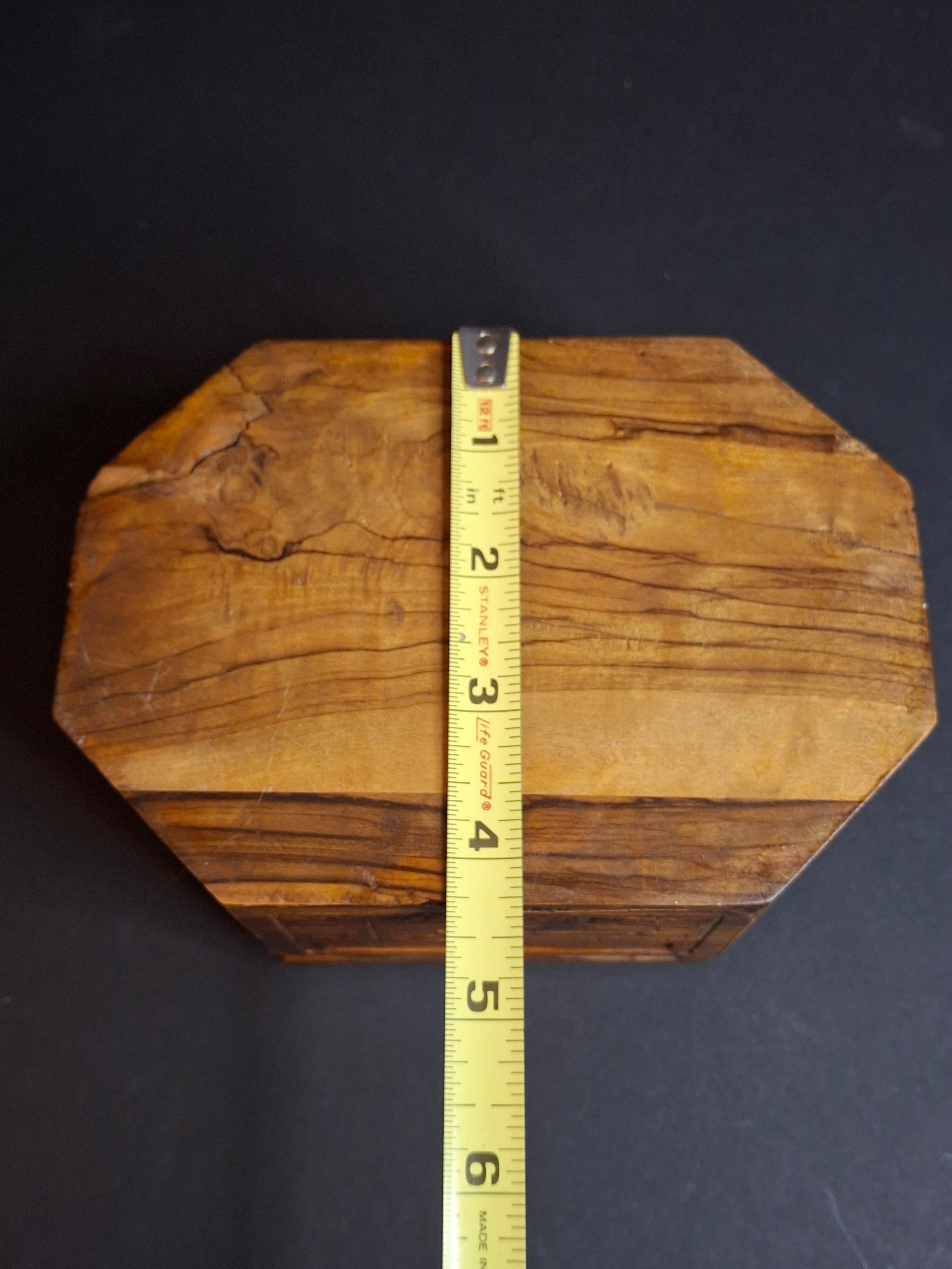 Antique Bezalel Era Olive Wood Etrog Box Carved Jerusalem Holy Places Sukkot 6"