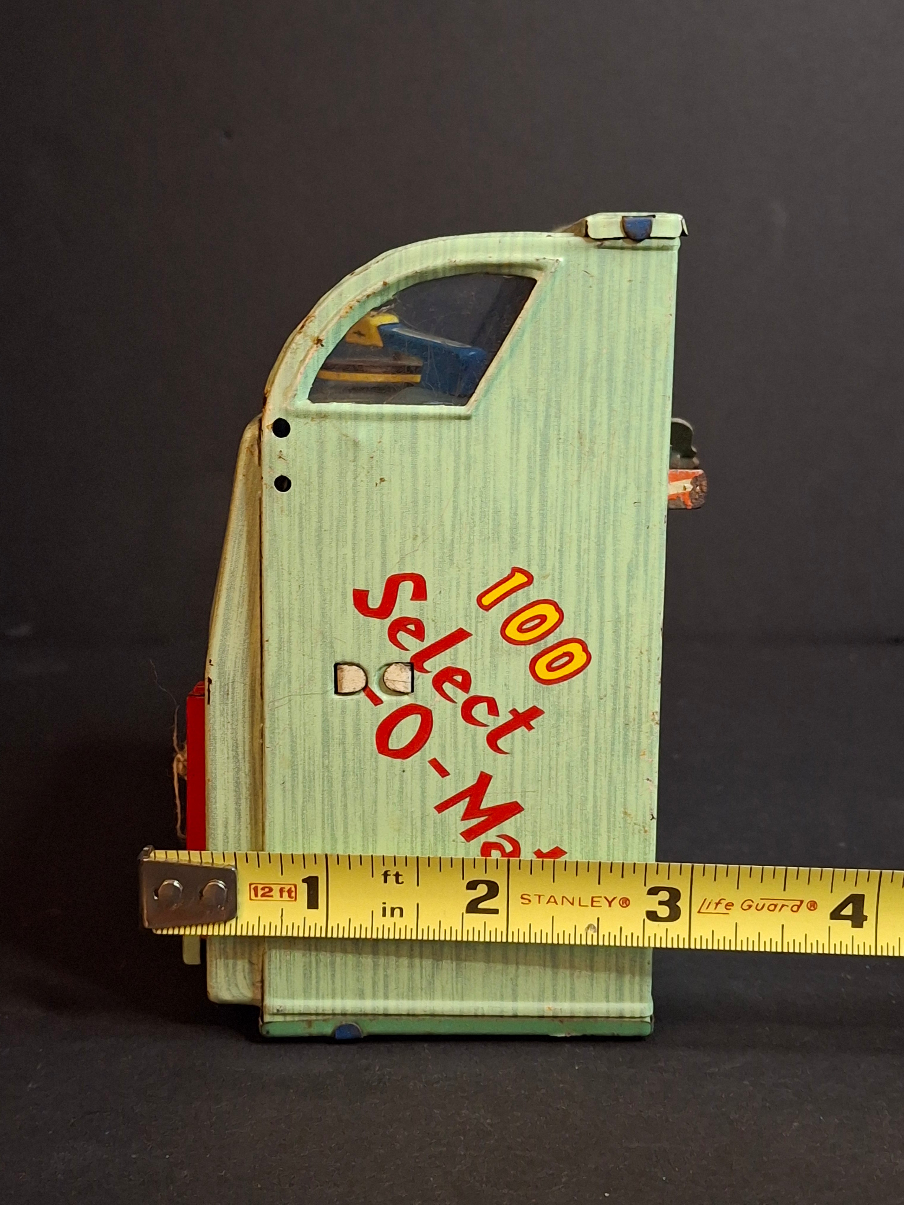 Vintage 1950s Haji Tin Jukebox Wind-Up Functional Mechanical Bank Toy Japan 100 Select-O-Matic