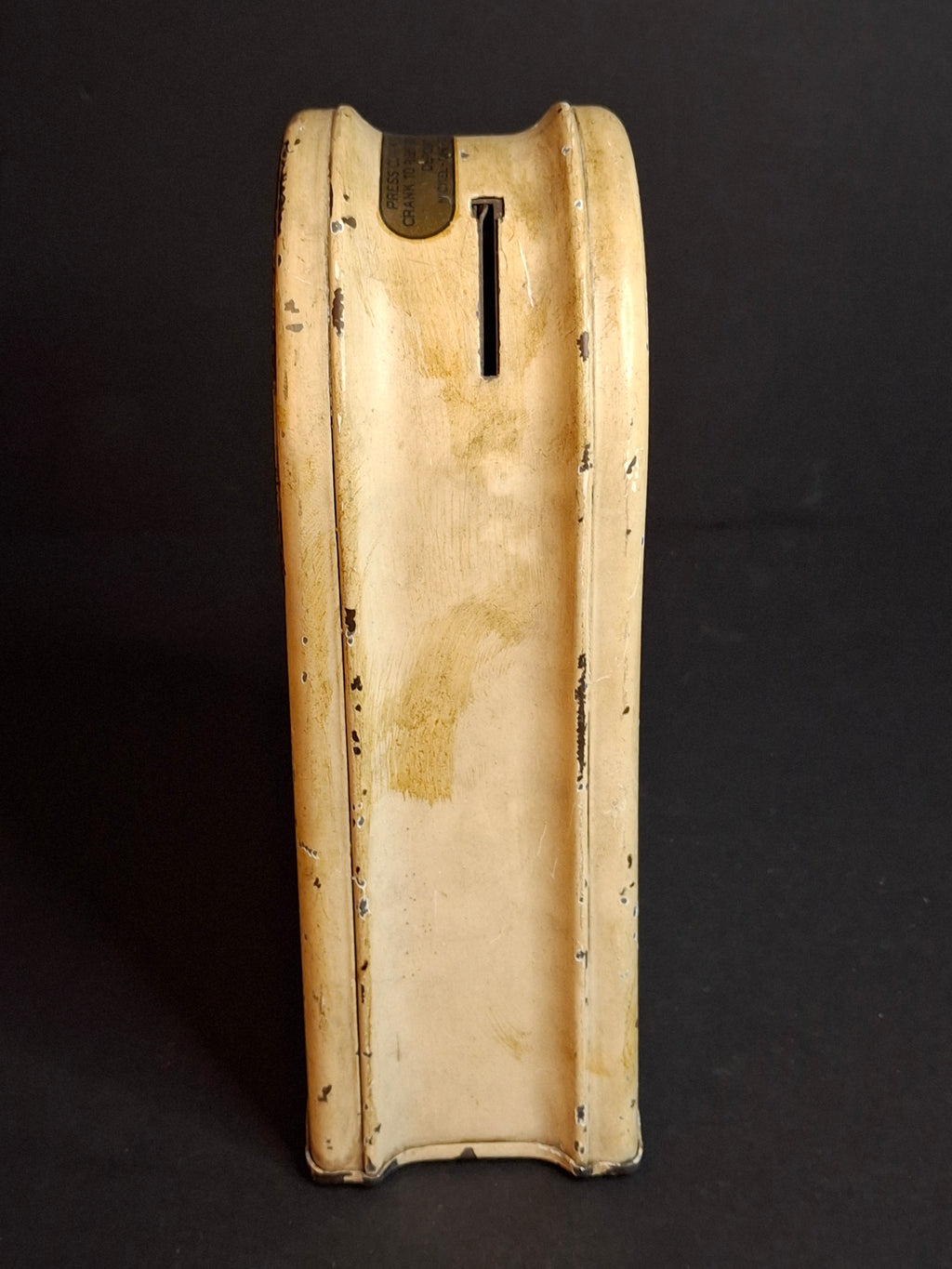 Antique Kingsbury Mfg Co Four Coin Functional Mechanical Register Bank, Art Deco Clock Style