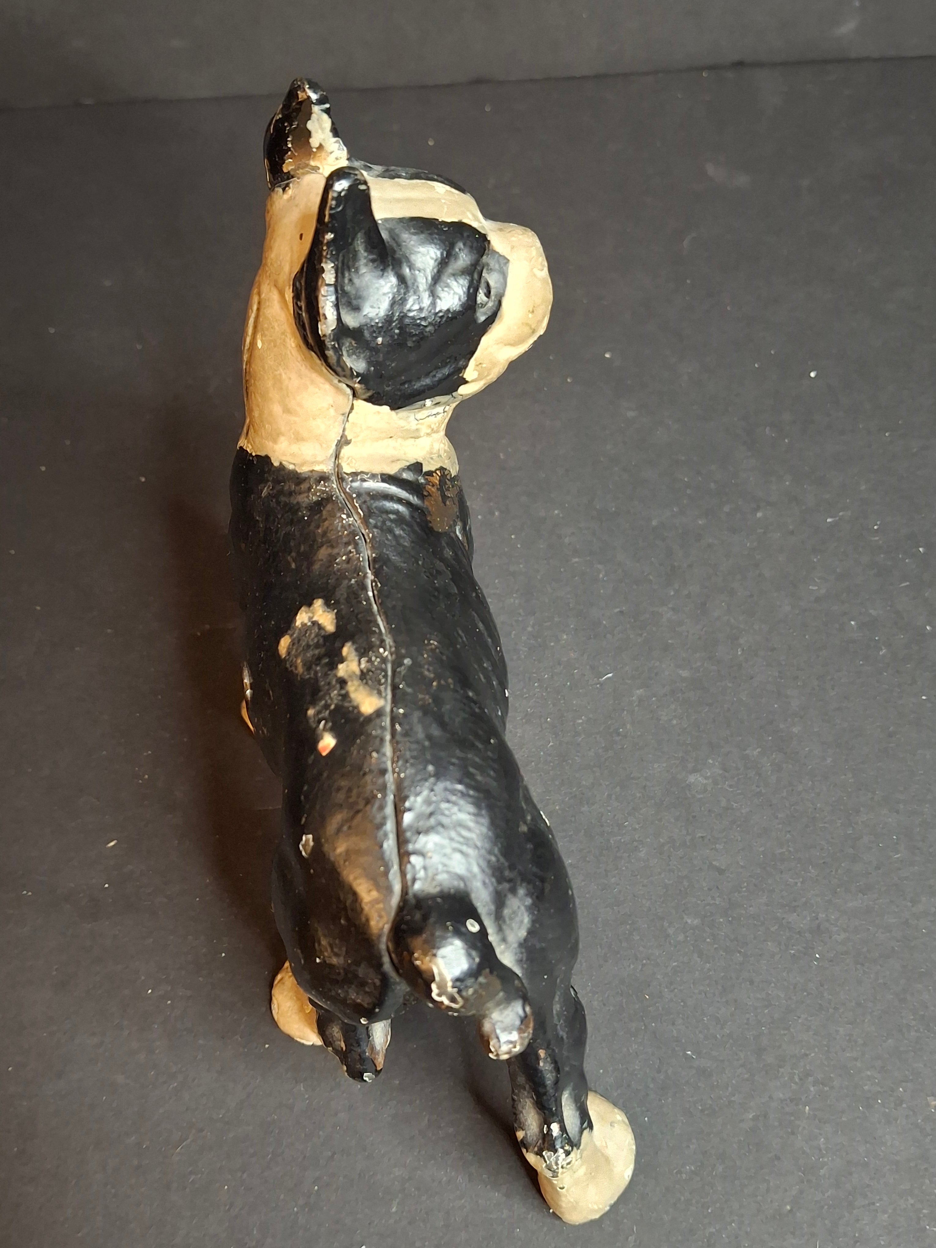 Antique Vindex Toys Cast Iron Boston Terrier Still Bank 1931 Dog Coin Penny Bank