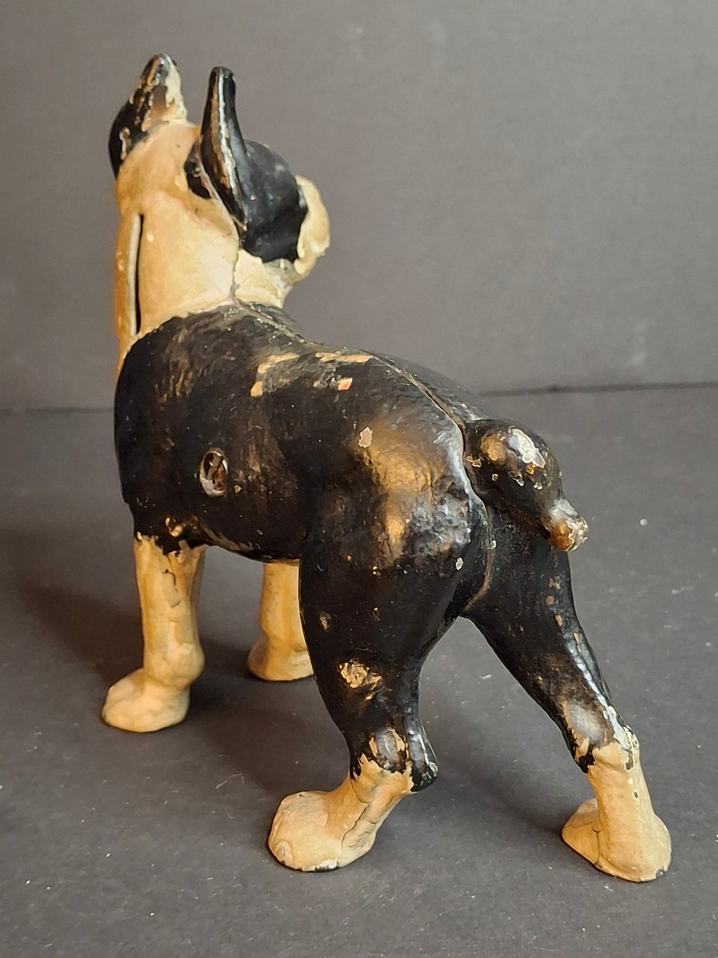 Antique Vindex Toys Cast Iron Boston Terrier Still Bank 1931 Dog Coin Penny Bank