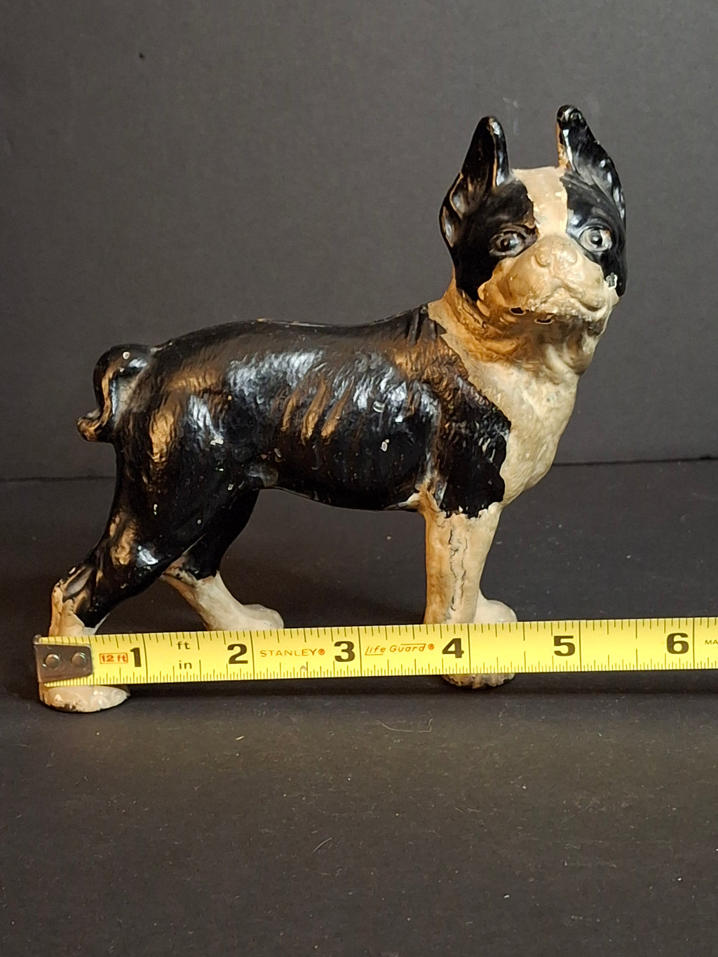 Antique Vindex Toys Cast Iron Boston Terrier Still Bank 1931 Dog Coin Penny Bank
