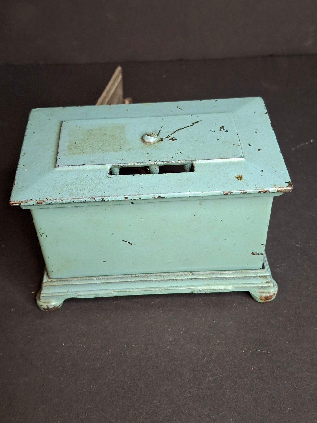 Antique Kenton Toys Cast Iron Radio Bank 1920s Small 3-Dial Safe w/ Original Tag Egelhoff and Pierce Collections