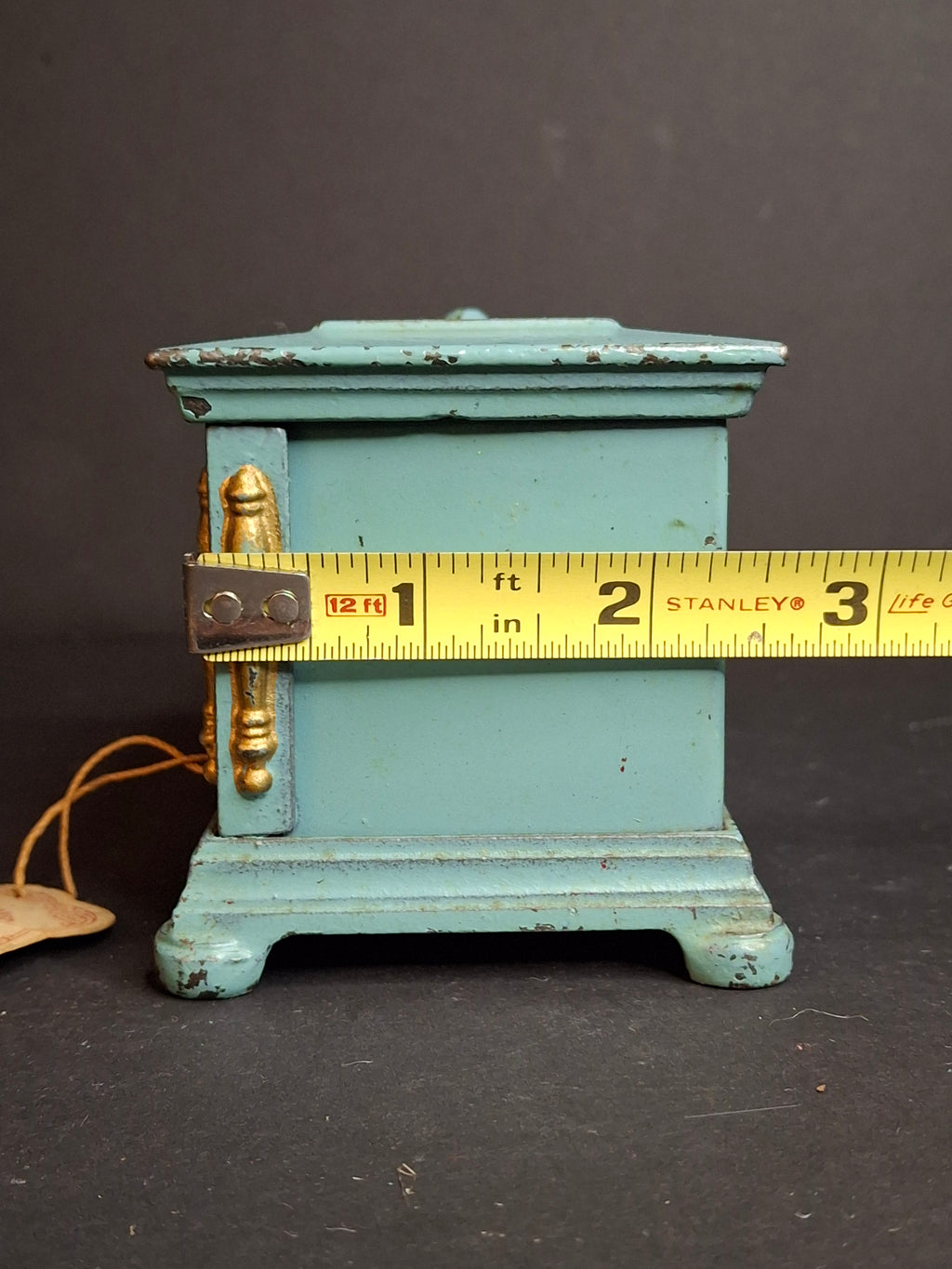 Antique Kenton Toys Cast Iron Radio Bank 1920s Small 3-Dial Safe w/ Original Tag Egelhoff and Pierce Collections