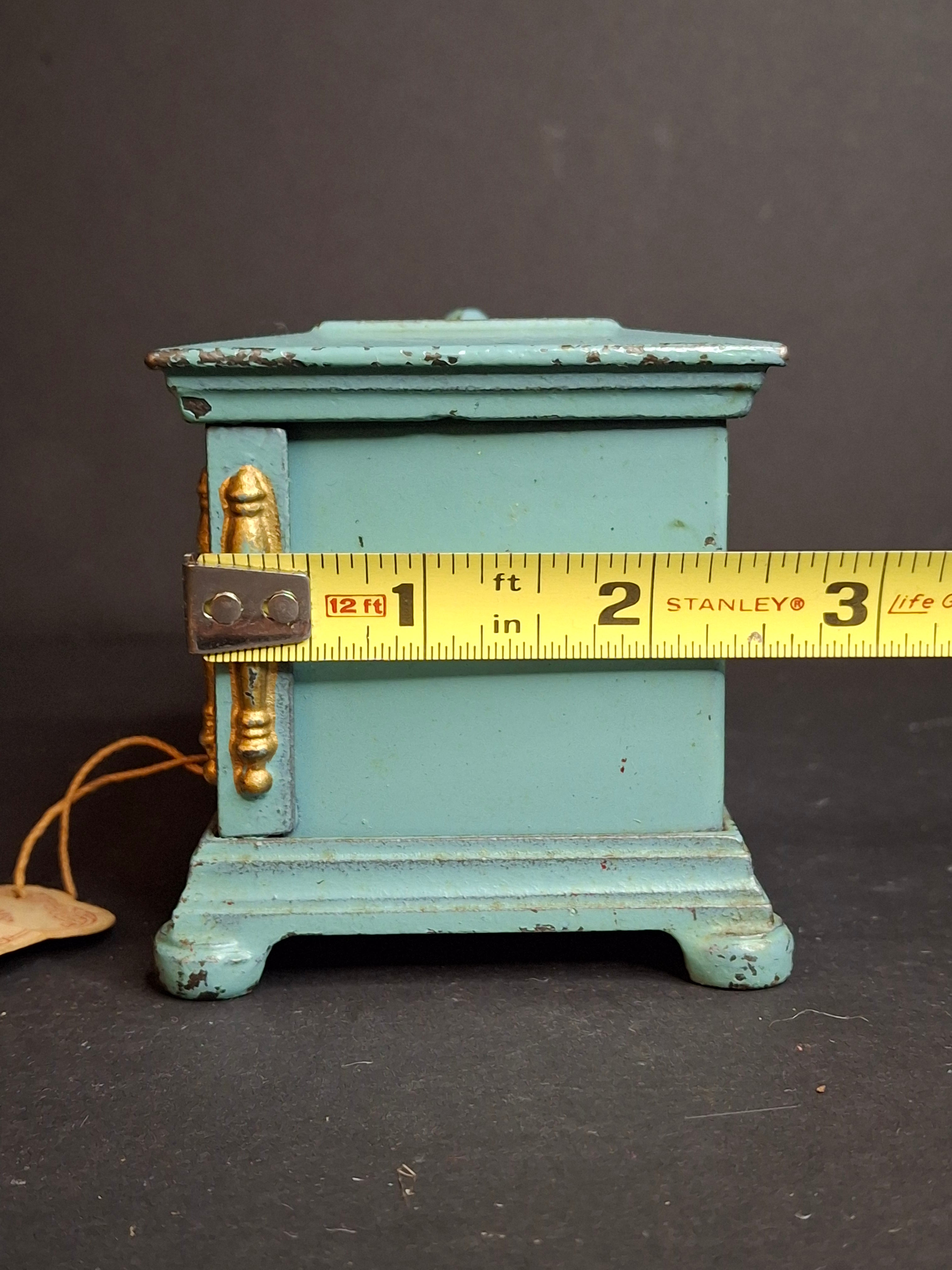 Antique Kenton Toys Cast Iron Radio Bank 1920s Small 3-Dial Safe w/ Original Tag Egelhoff and Pierce Collections