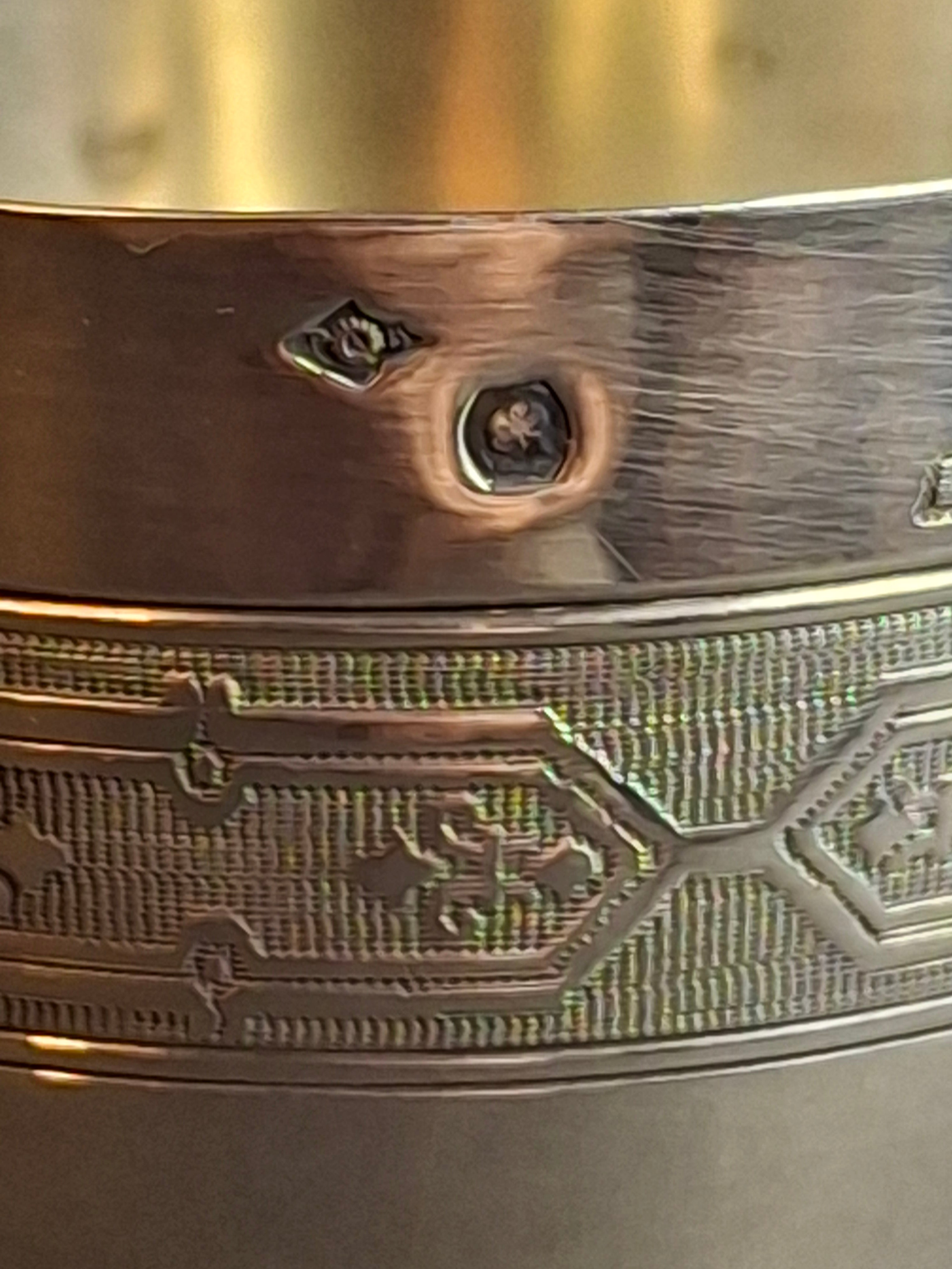 Antique 19th C. French Solid Silver Kiddush Cup, Ornate Engraved "Gerard", High Purity 950