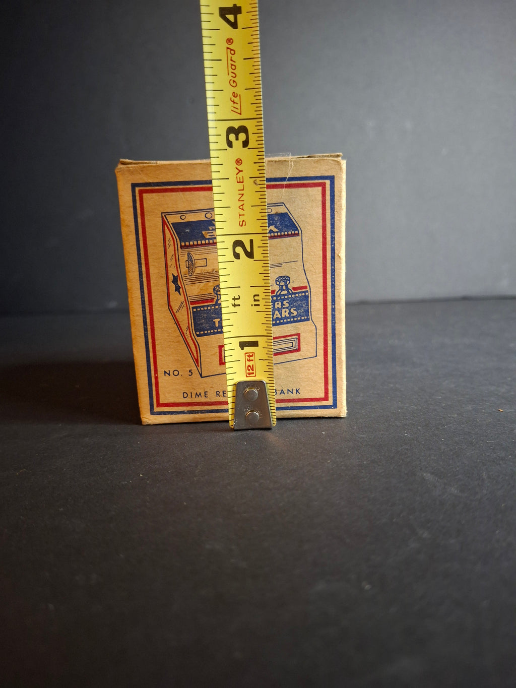 Vintage 1950s J. Chein No. 5 Dime Register Bank Tin Litho Near Mint Toy with Original Box
