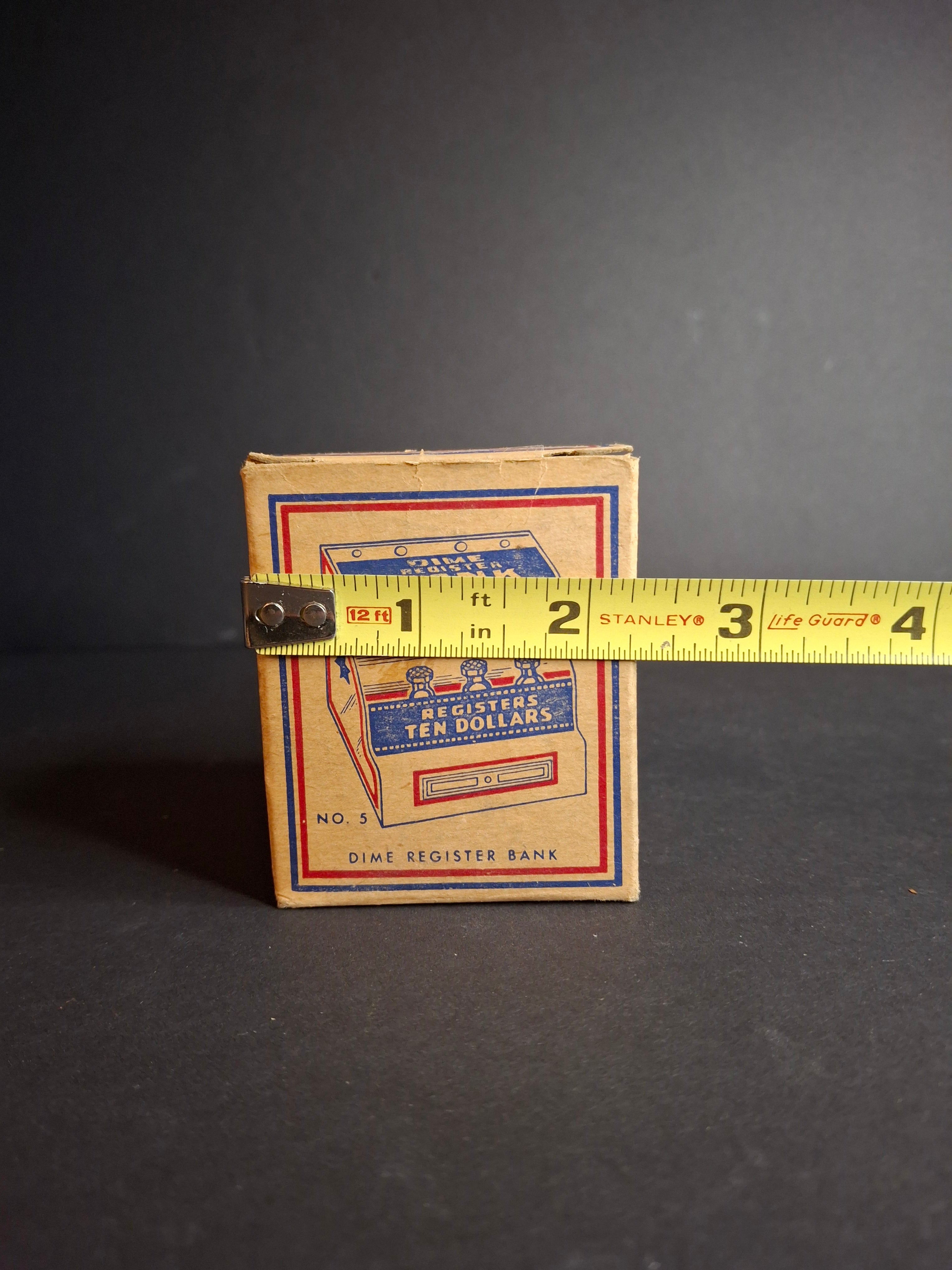 Vintage 1950s J. Chein No. 5 Dime Register Bank Tin Litho Near Mint Toy with Original Box
