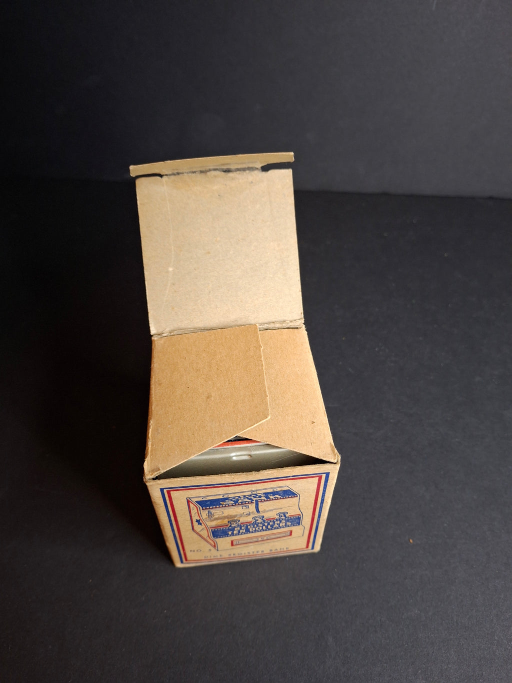 Vintage 1950s J. Chein No. 5 Dime Register Bank Tin Litho Near Mint Toy with Original Box