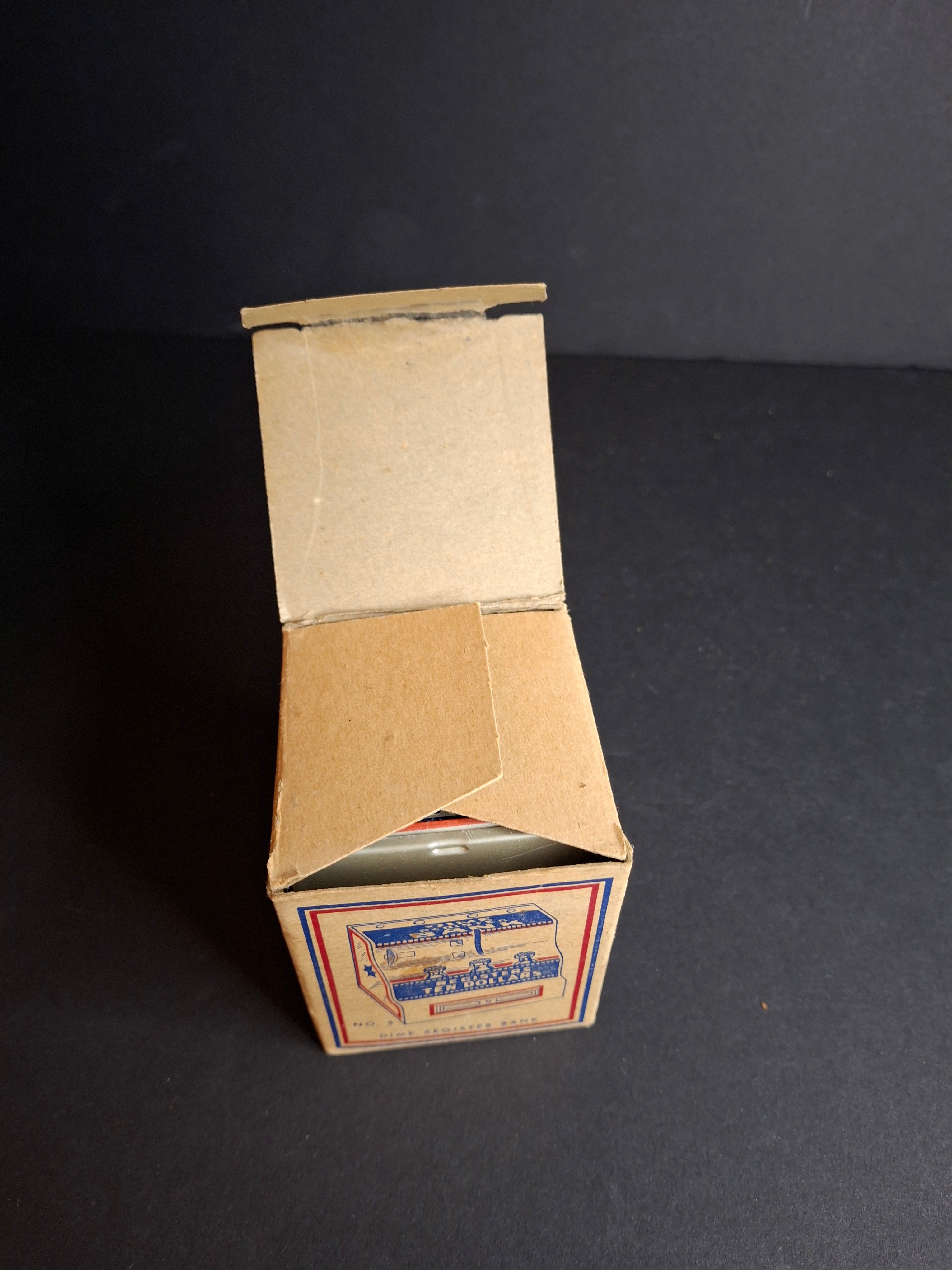 Vintage 1950s J. Chein No. 5 Dime Register Bank Tin Litho Near Mint Toy with Original Box