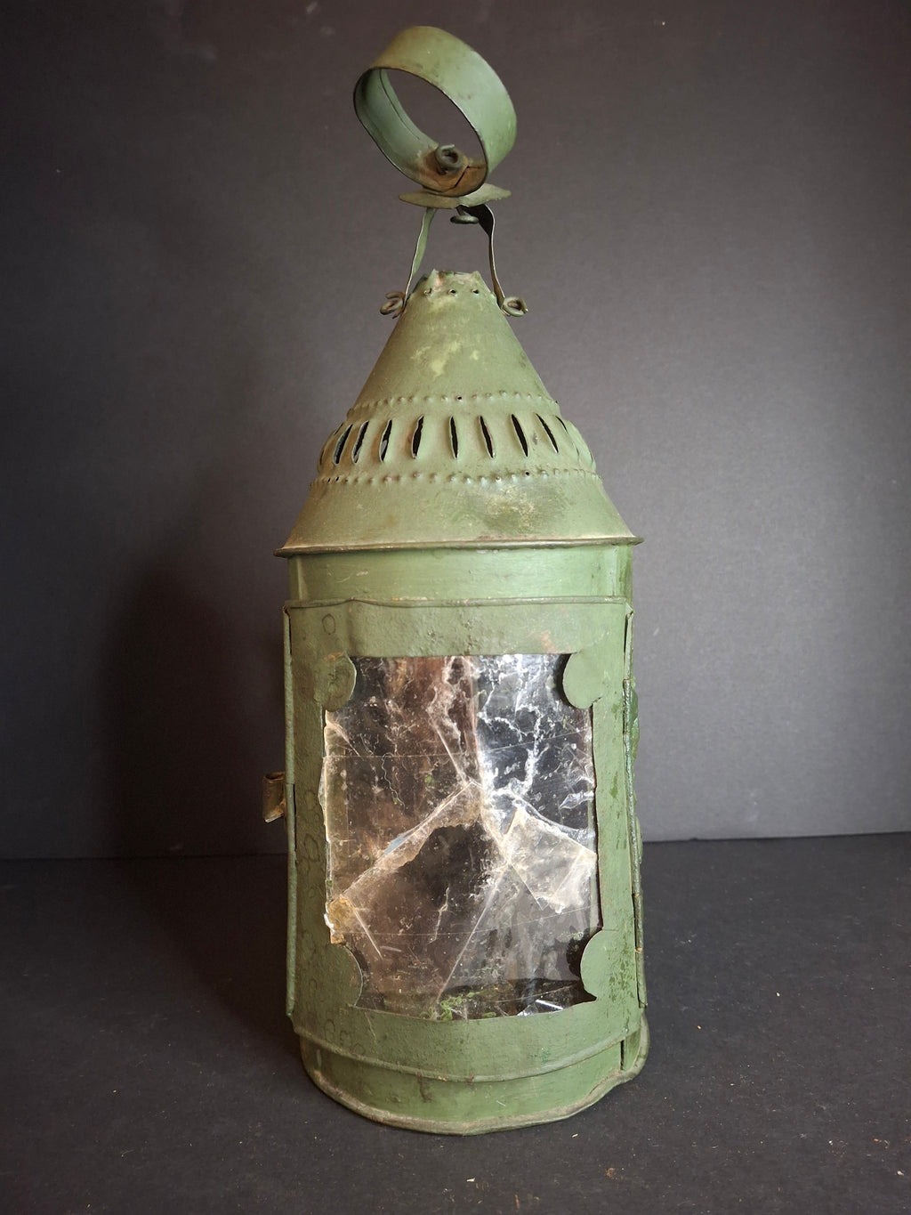 Antique Punched Tin Mica Window Lantern Matthew J King Collection 19th Century Primitive