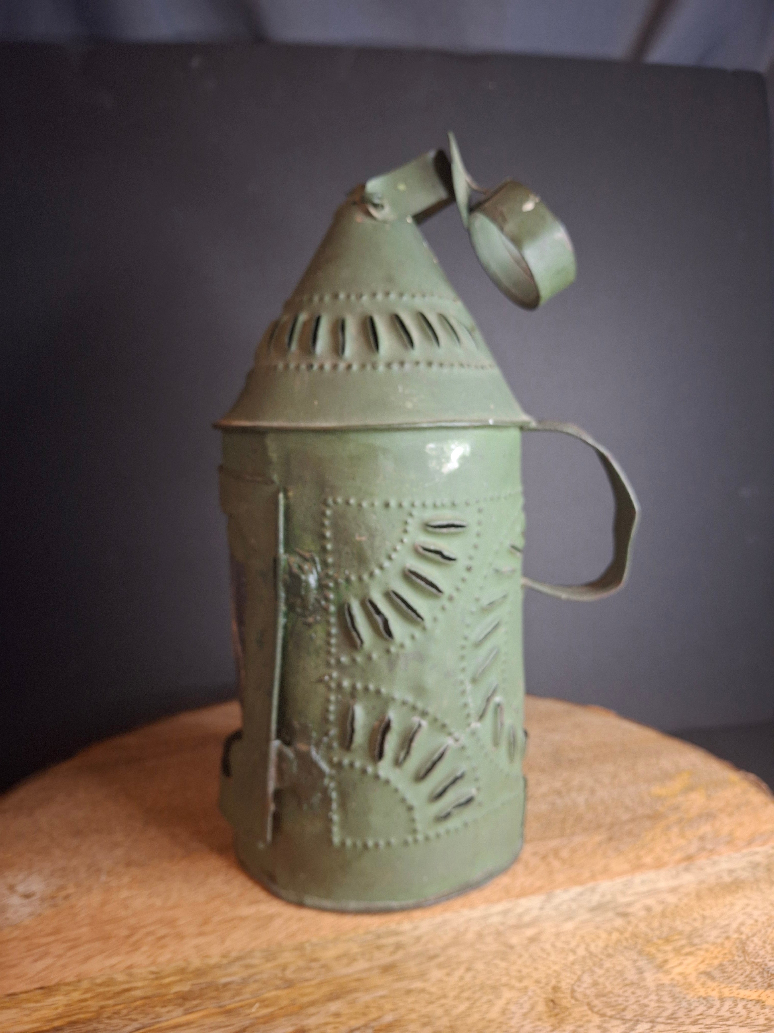 Antique Punched Tin Mica Window Lantern Matthew J King Collection 19th Century Primitive