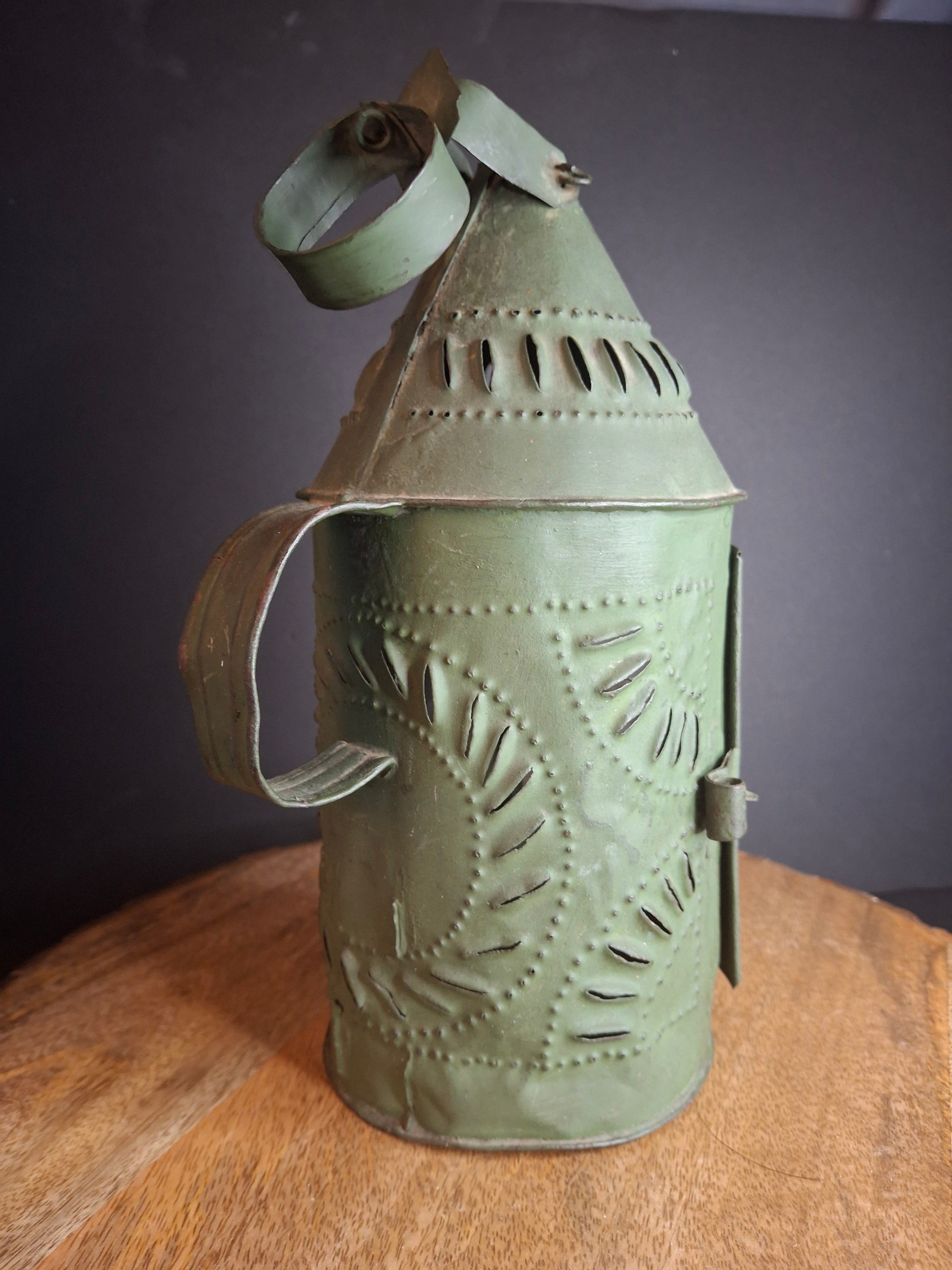 Antique Punched Tin Mica Window Lantern Matthew J King Collection 19th Century Primitive
