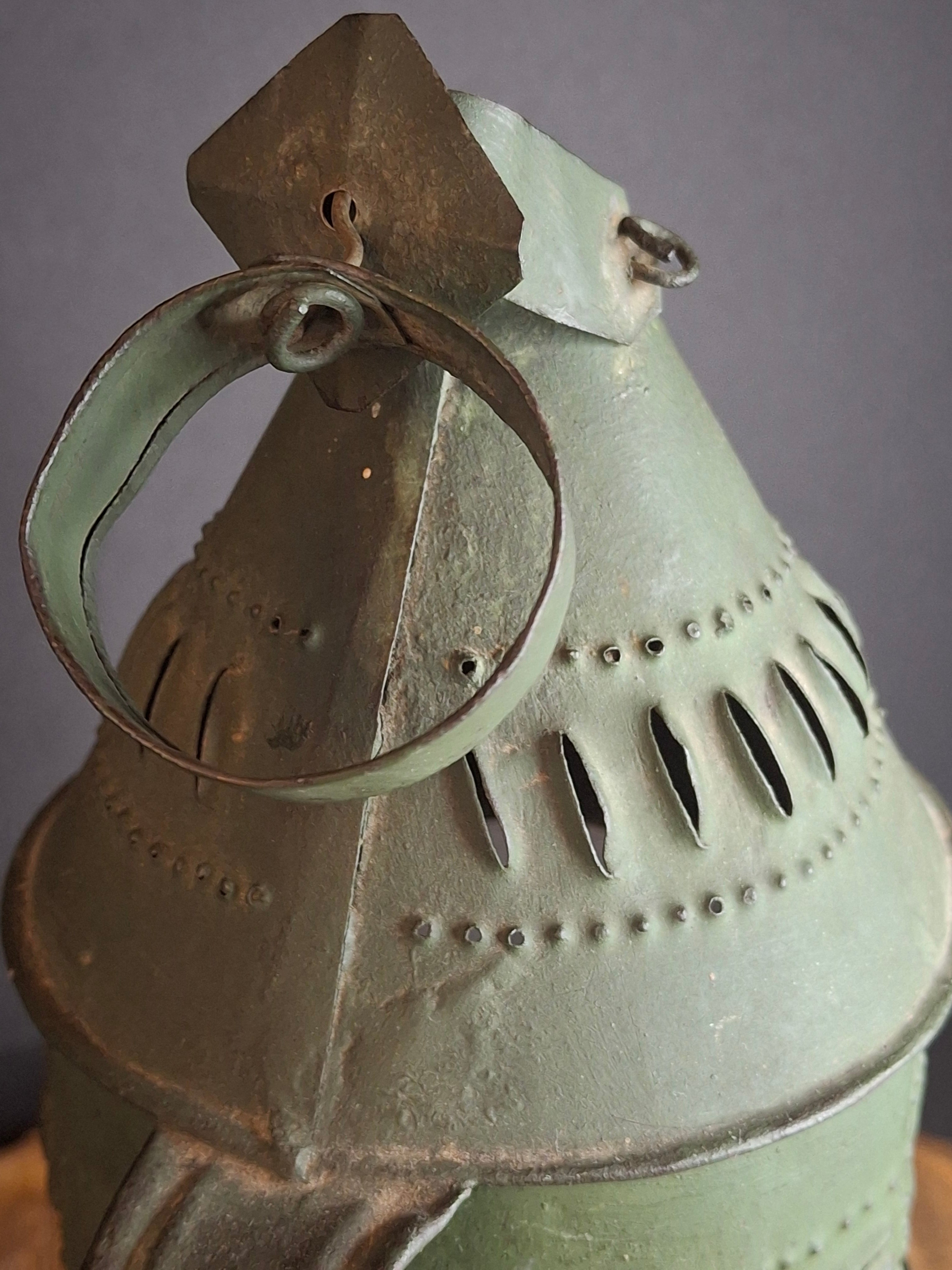 Antique Punched Tin Mica Window Lantern Matthew J King Collection 19th Century Primitive