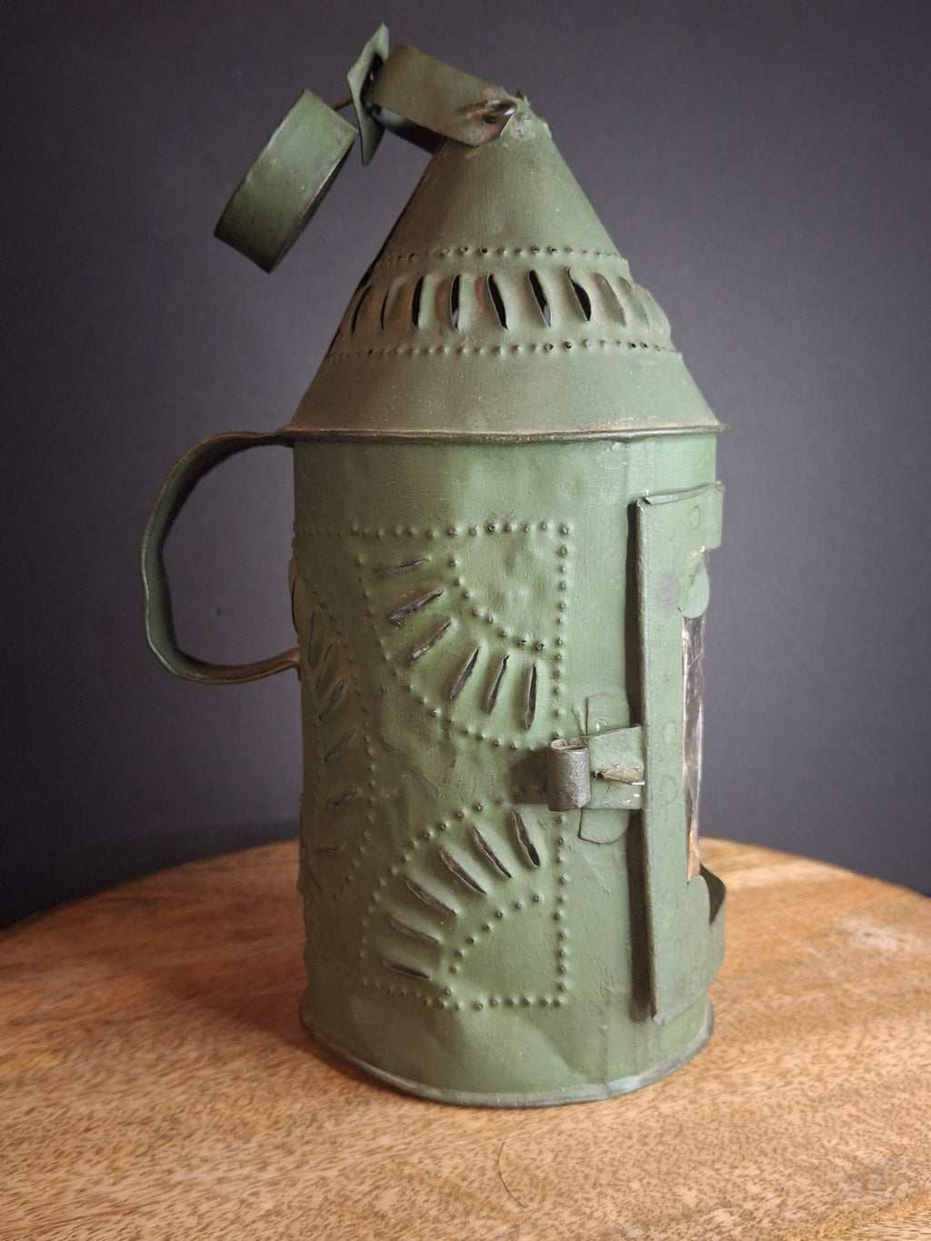 Antique Punched Tin Mica Window Lantern Matthew J King Collection 19th Century Primitive