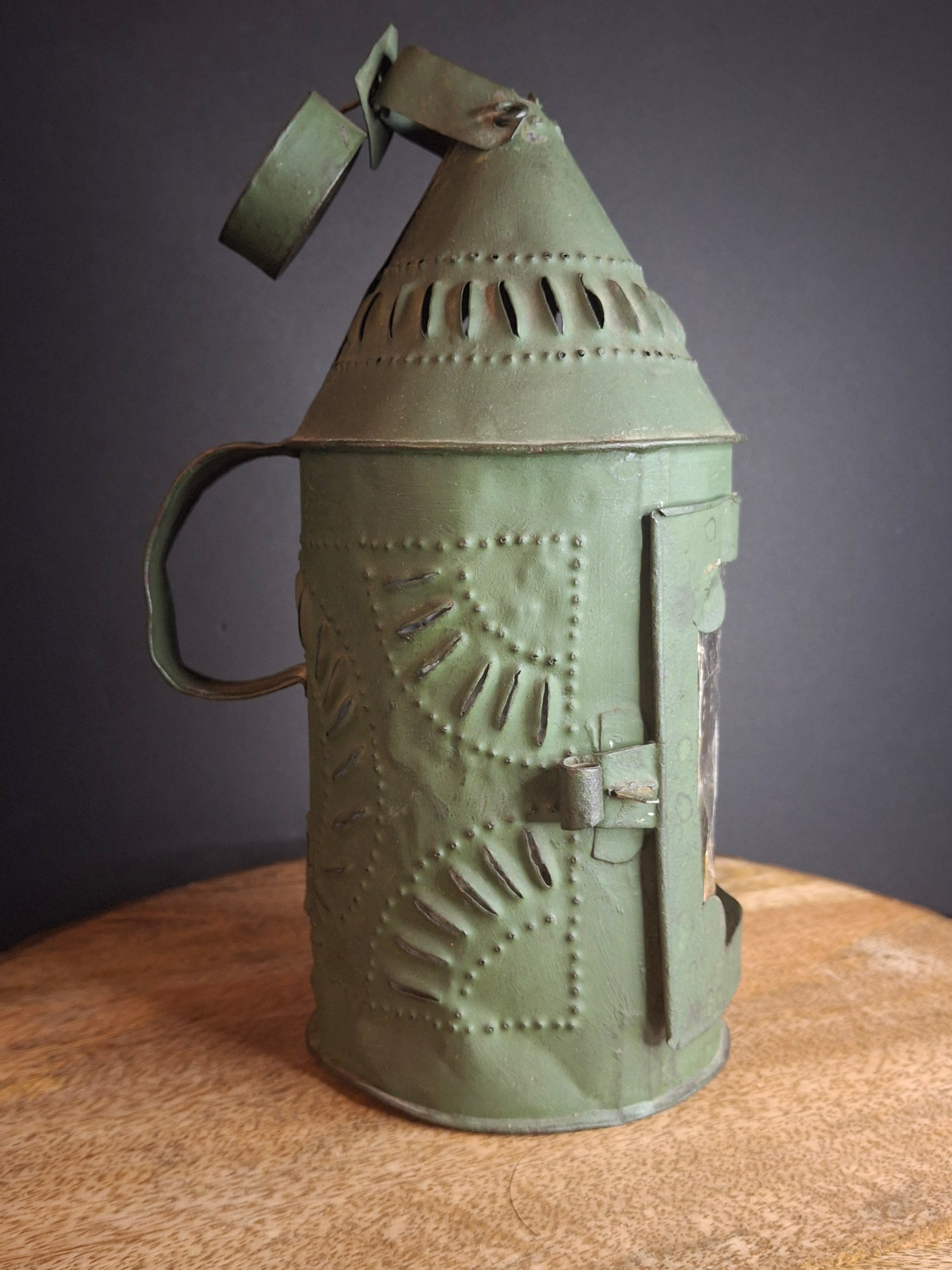 Antique Punched Tin Mica Window Lantern Matthew J King Collection 19th Century Primitive