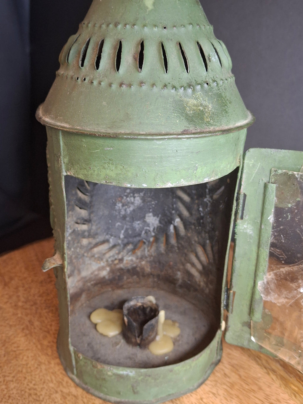 Antique Punched Tin Mica Window Lantern Matthew J King Collection 19th Century Primitive