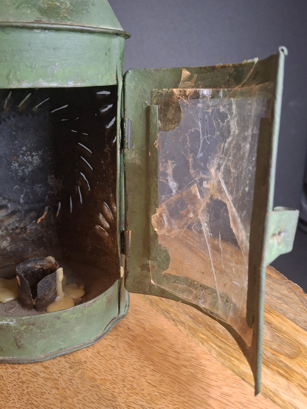 Antique Punched Tin Mica Window Lantern Matthew J King Collection 19th Century Primitive