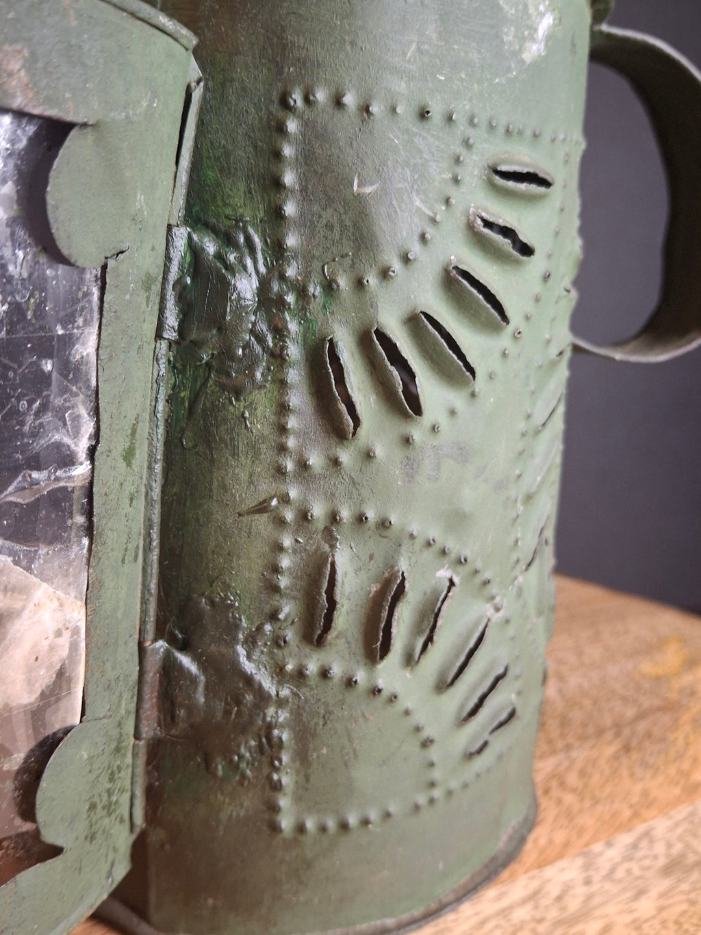 Antique Punched Tin Mica Window Lantern Matthew J King Collection 19th Century Primitive