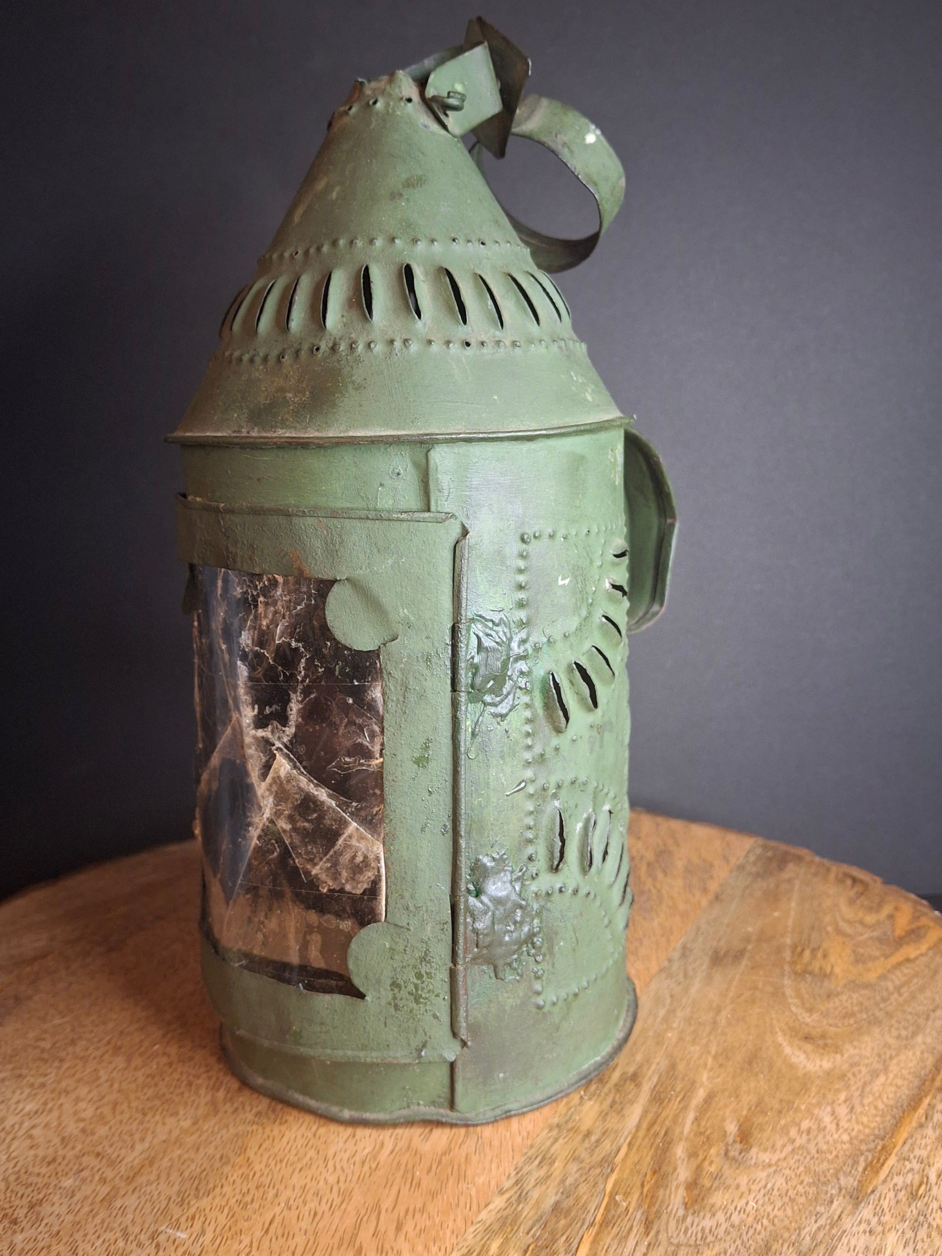 Antique Punched Tin Mica Window Lantern Matthew J King Collection 19th Century Primitive