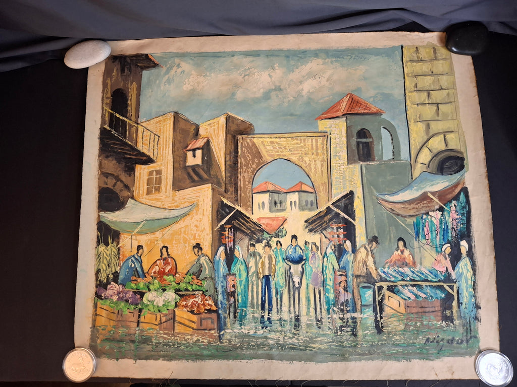 Avigdor Luisada Pair Original Oil Paintings Jerusalem & Sea of Galilee Modernism