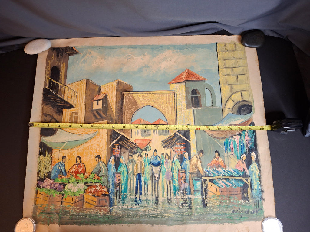 Avigdor Luisada Pair Original Oil Paintings Jerusalem & Sea of Galilee Modernism