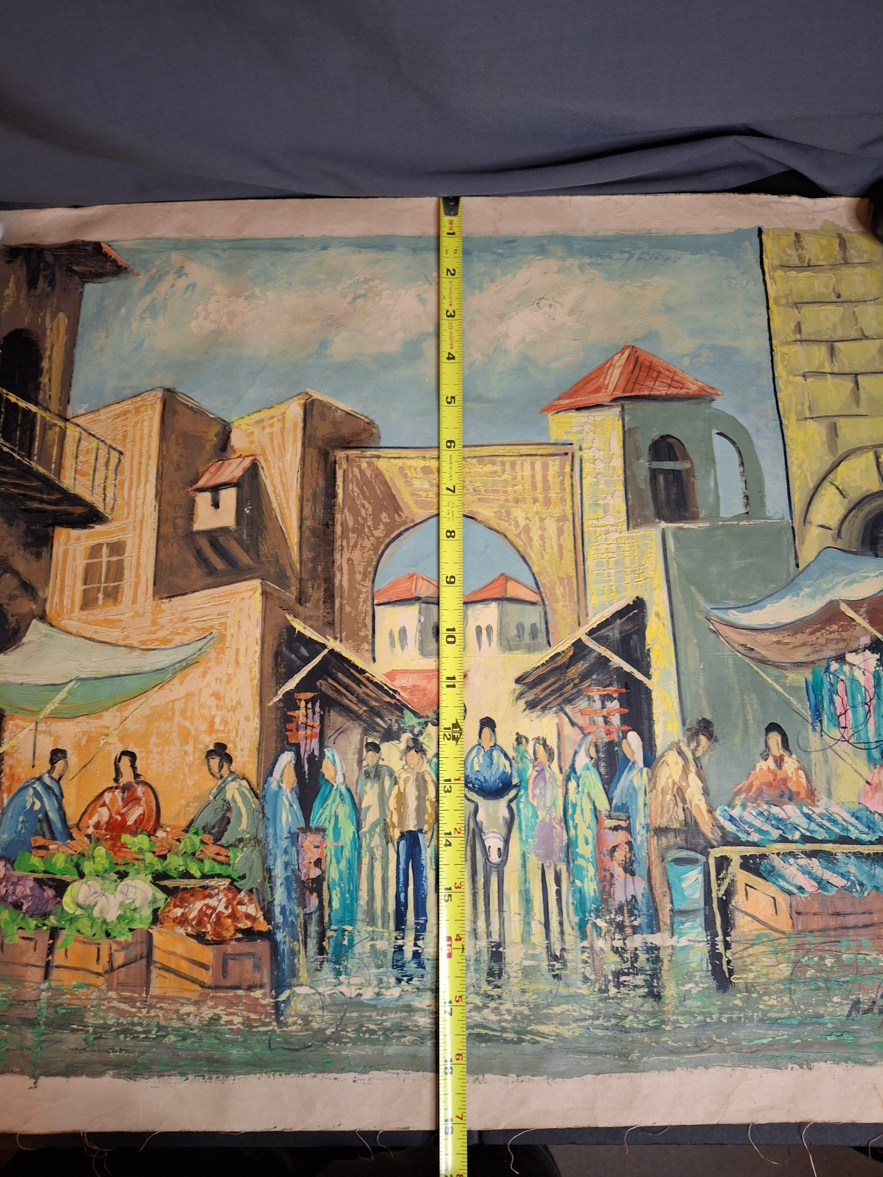 Avigdor Luisada Pair Original Oil Paintings Jerusalem & Sea of Galilee Modernism