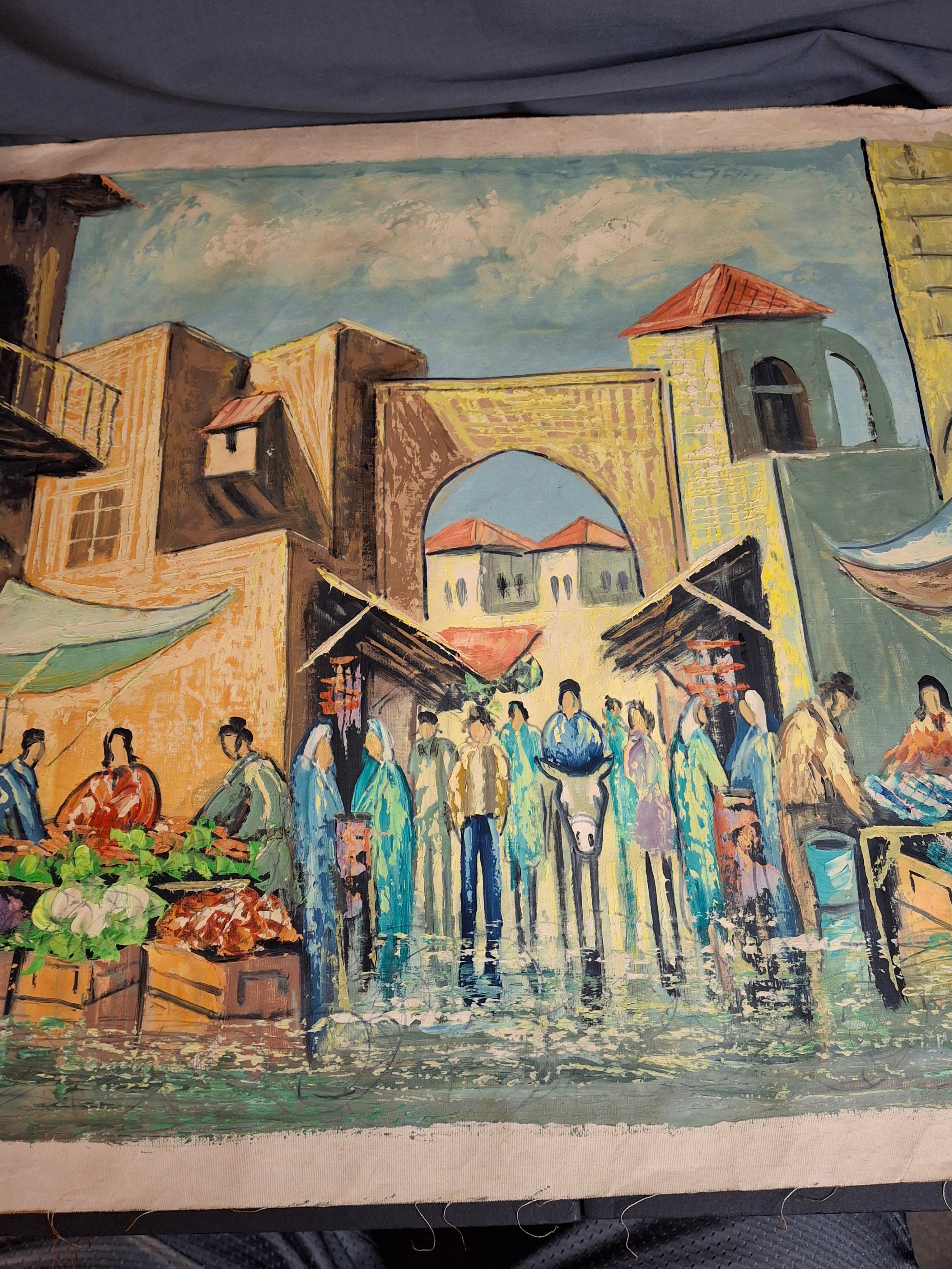 Avigdor Luisada Pair Original Oil Paintings Jerusalem & Sea of Galilee Modernism