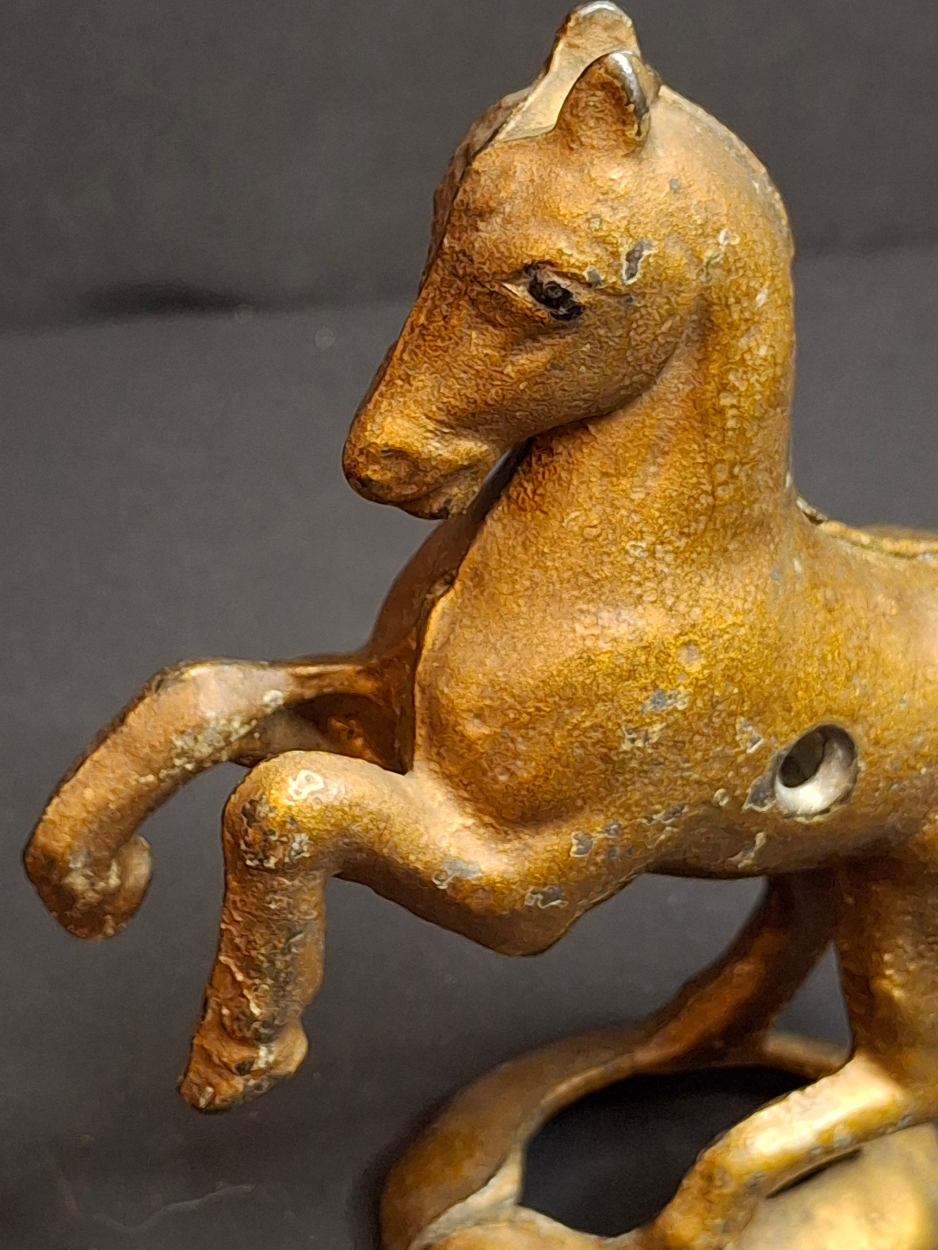 Antique Cast Iron Prancing Horse on Base Still Bank c 1910 Arcade Hubley Williams