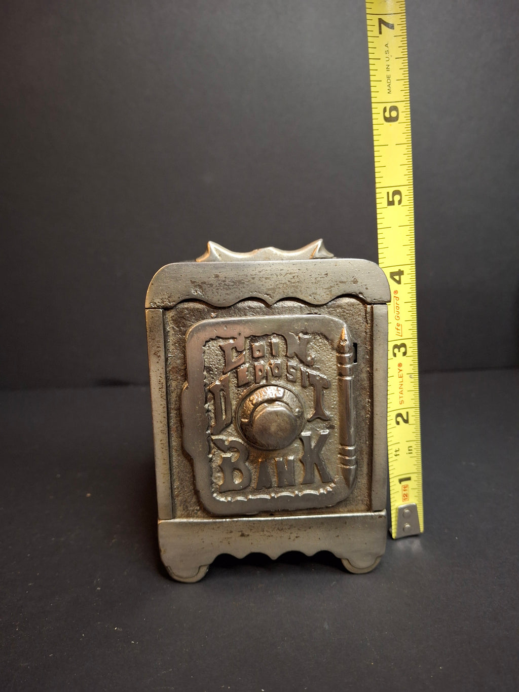 Antique Cast Iron Coin Deposit Bank Safe Still Penny Bank Grey Iron Casting Co. c. 1903