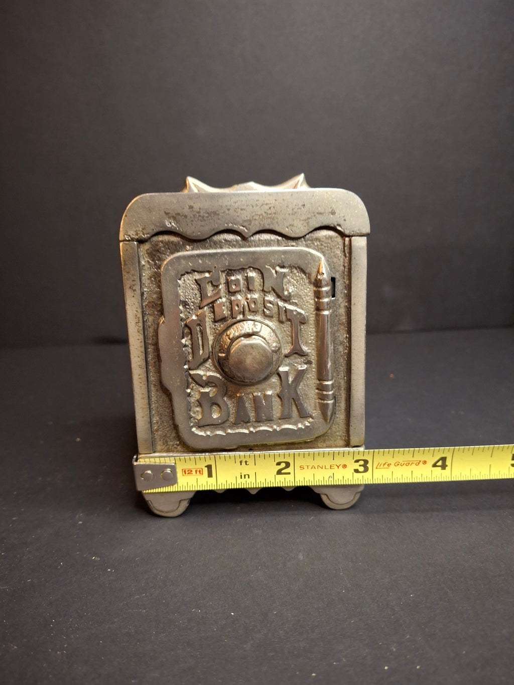 Antique Cast Iron Coin Deposit Bank Safe Still Penny Bank Grey Iron Casting Co. c. 1903