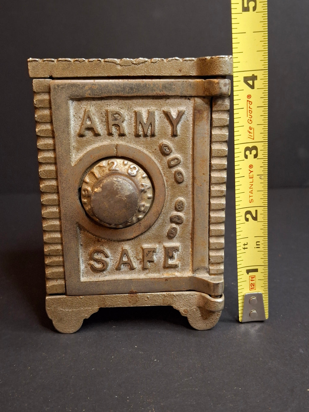 Antique Kenton Cast Iron Army Safe Still Bank, Circa 1911 Coin Slot Top