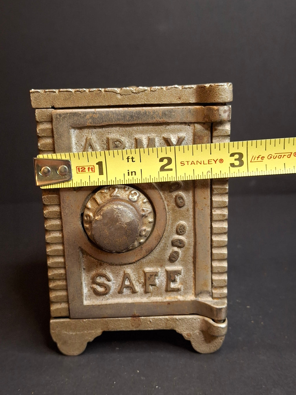 Antique Kenton Cast Iron Army Safe Still Bank, Circa 1911 Coin Slot Top