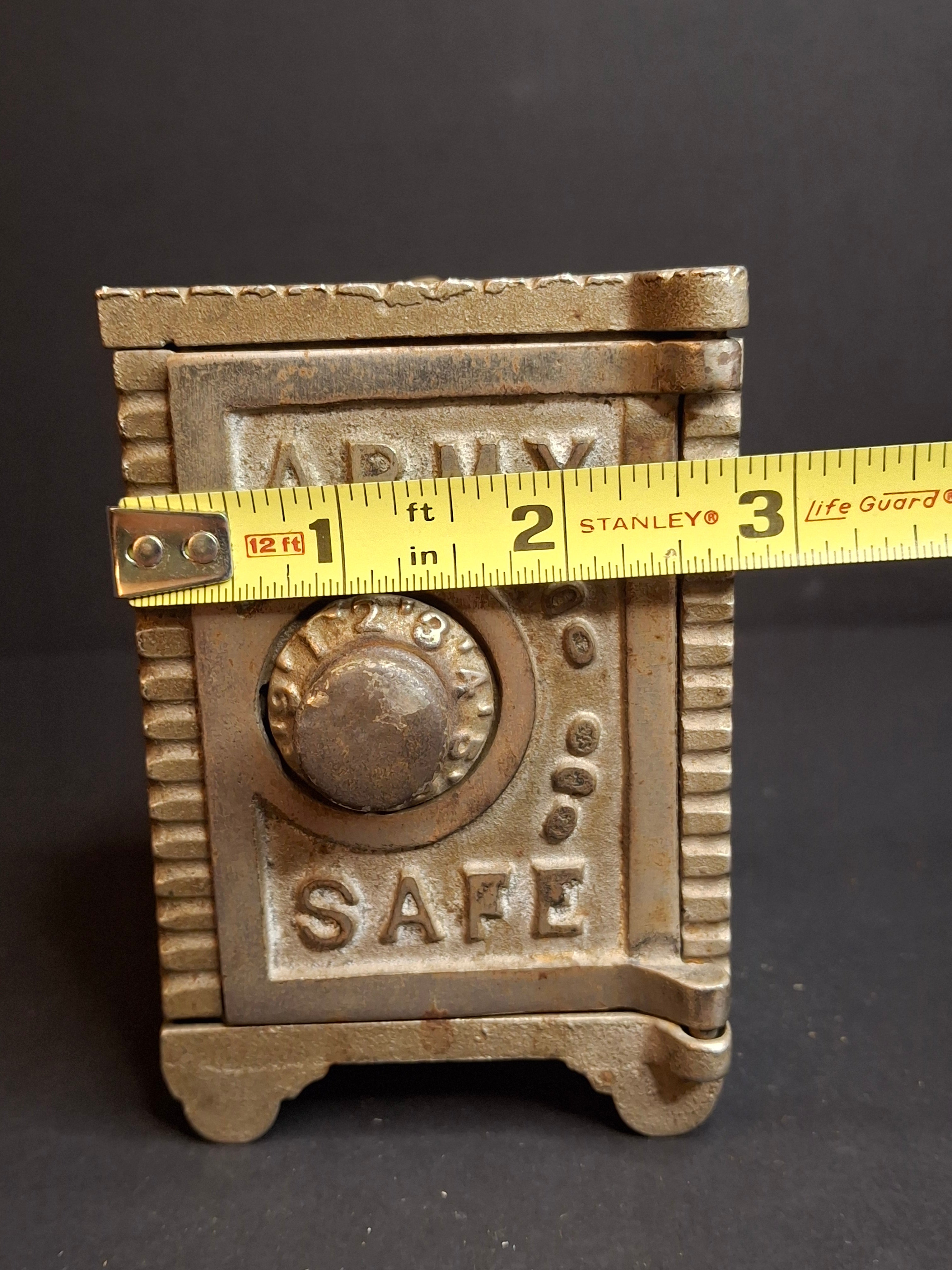 Antique Kenton Cast Iron Army Safe Still Bank, Circa 1911 Coin Slot Top