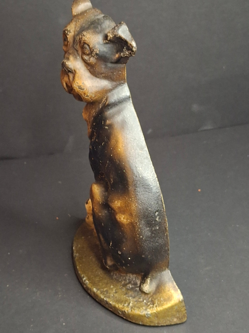 Antique Cast Iron Mutt And His Bone Dog Doorstop 1930s Original Paint Greenblatt
