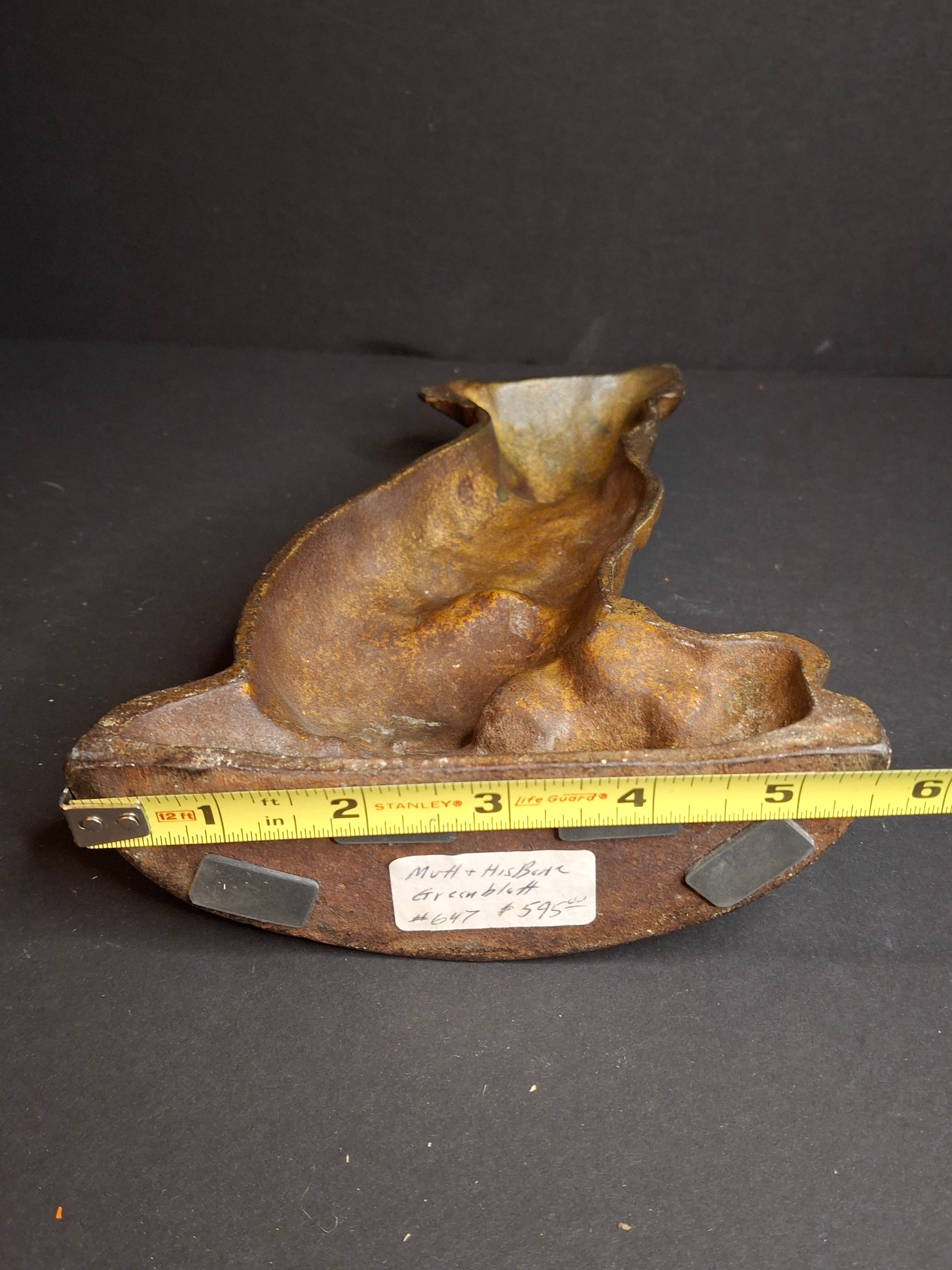Antique Cast Iron Mutt And His Bone Dog Doorstop 1930s Original Paint Greenblatt