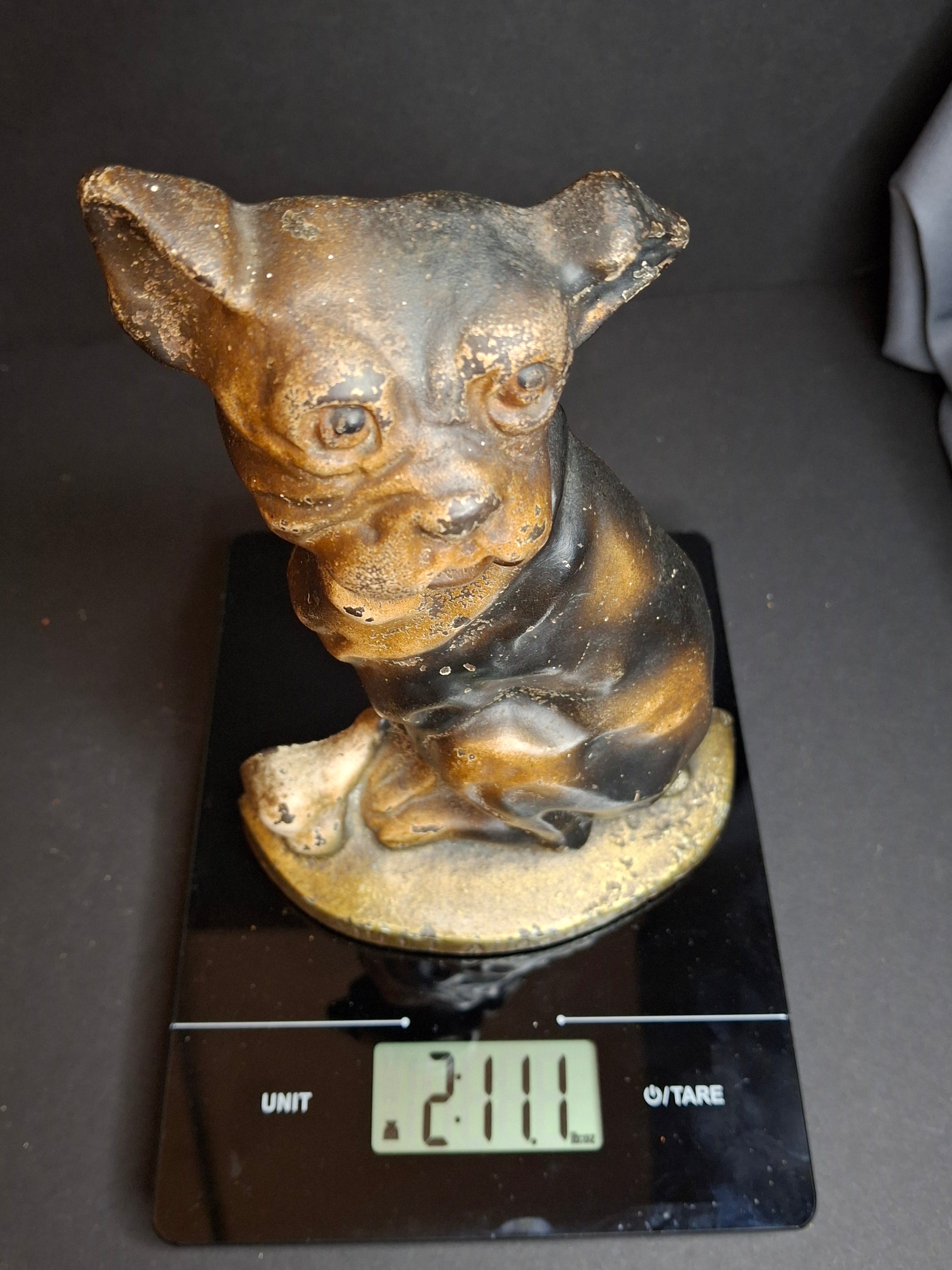Antique Cast Iron Mutt And His Bone Dog Doorstop 1930s Original Paint Greenblatt