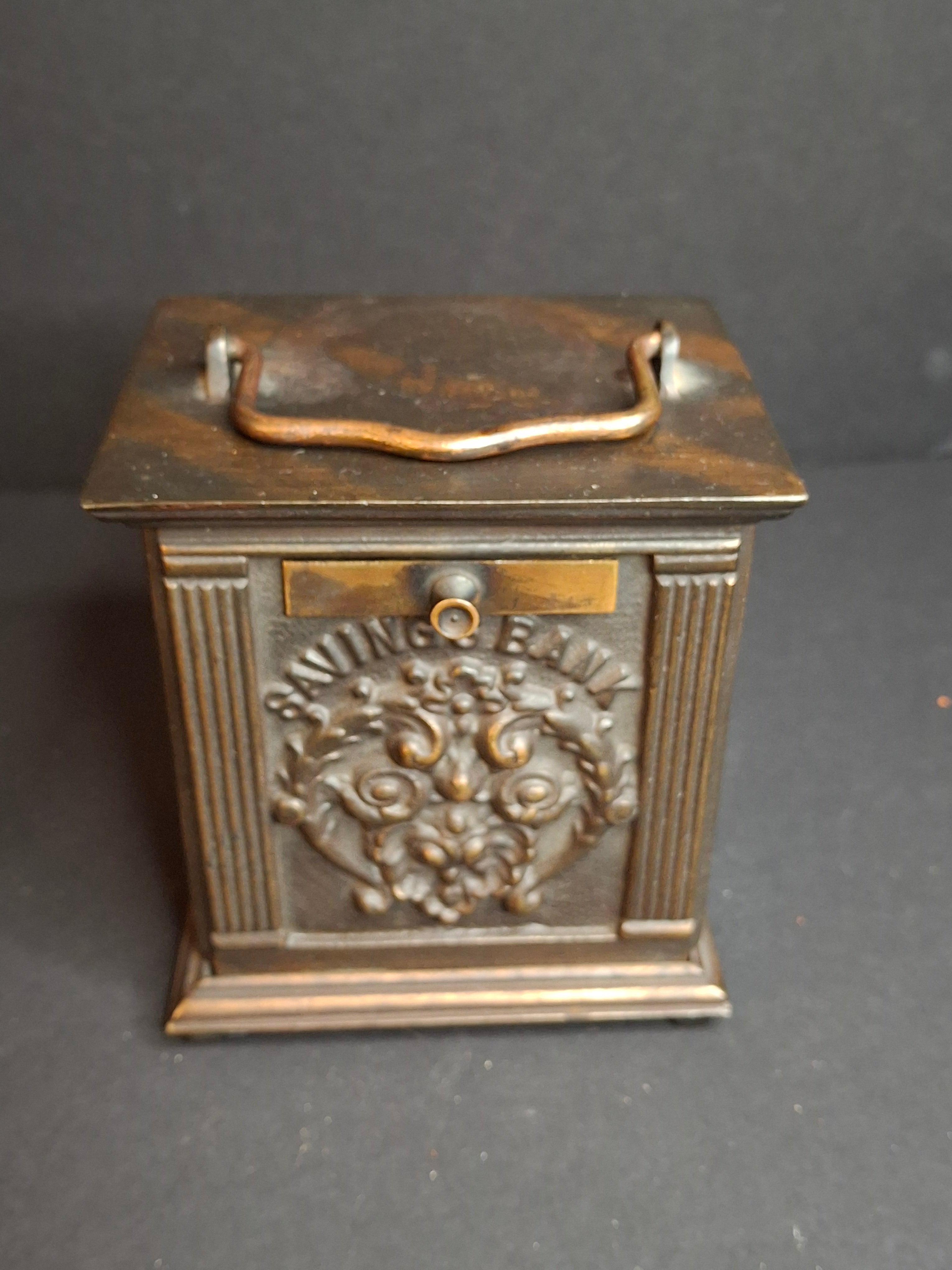 Antique 1895 Chandler’s Mechanical Bank National Brass Works Cast Iron Safe Toy - Peirce Collection