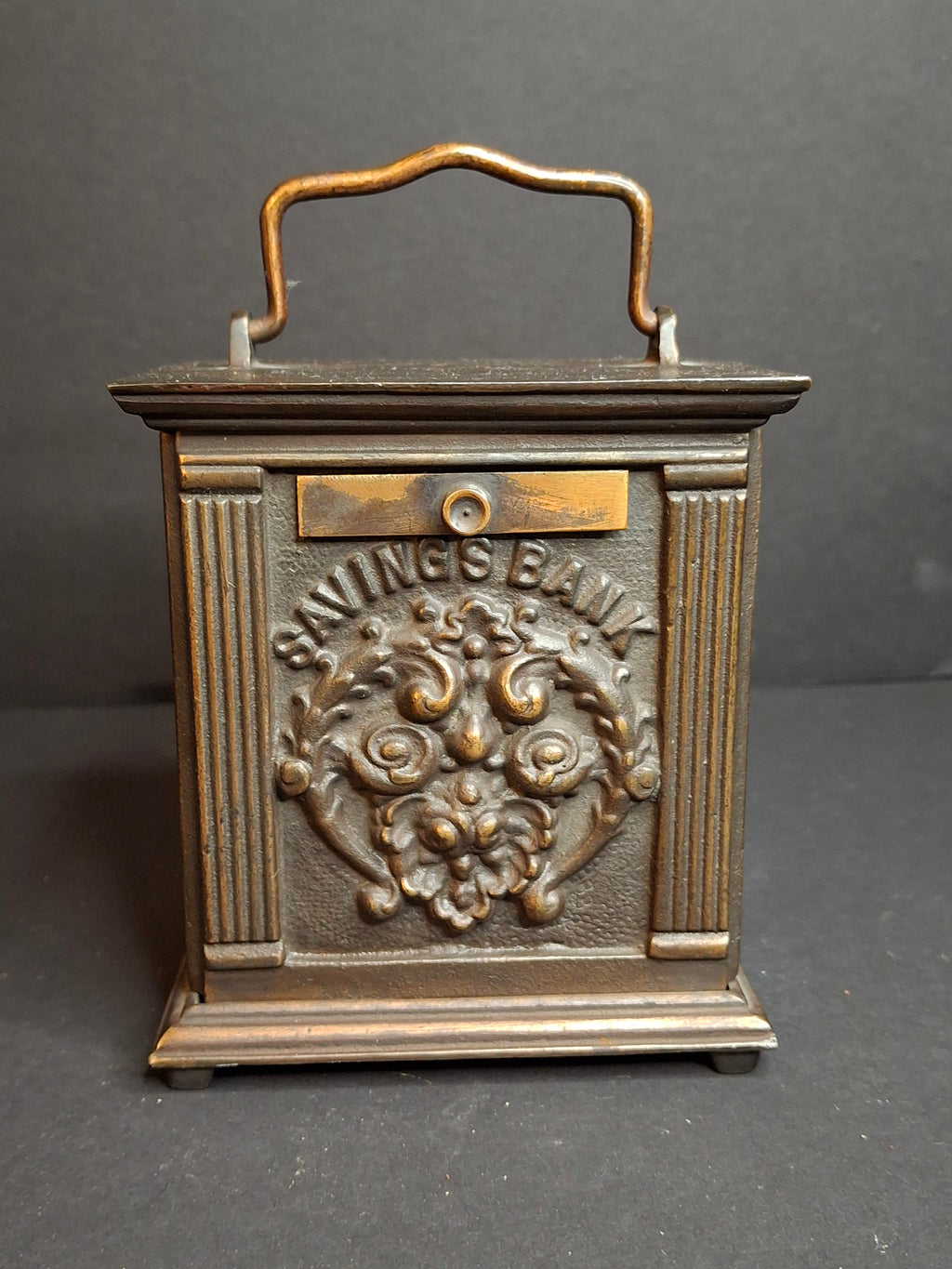 Antique 1895 Chandler’s Mechanical Bank National Brass Works Cast Iron Safe Toy - Peirce Collection