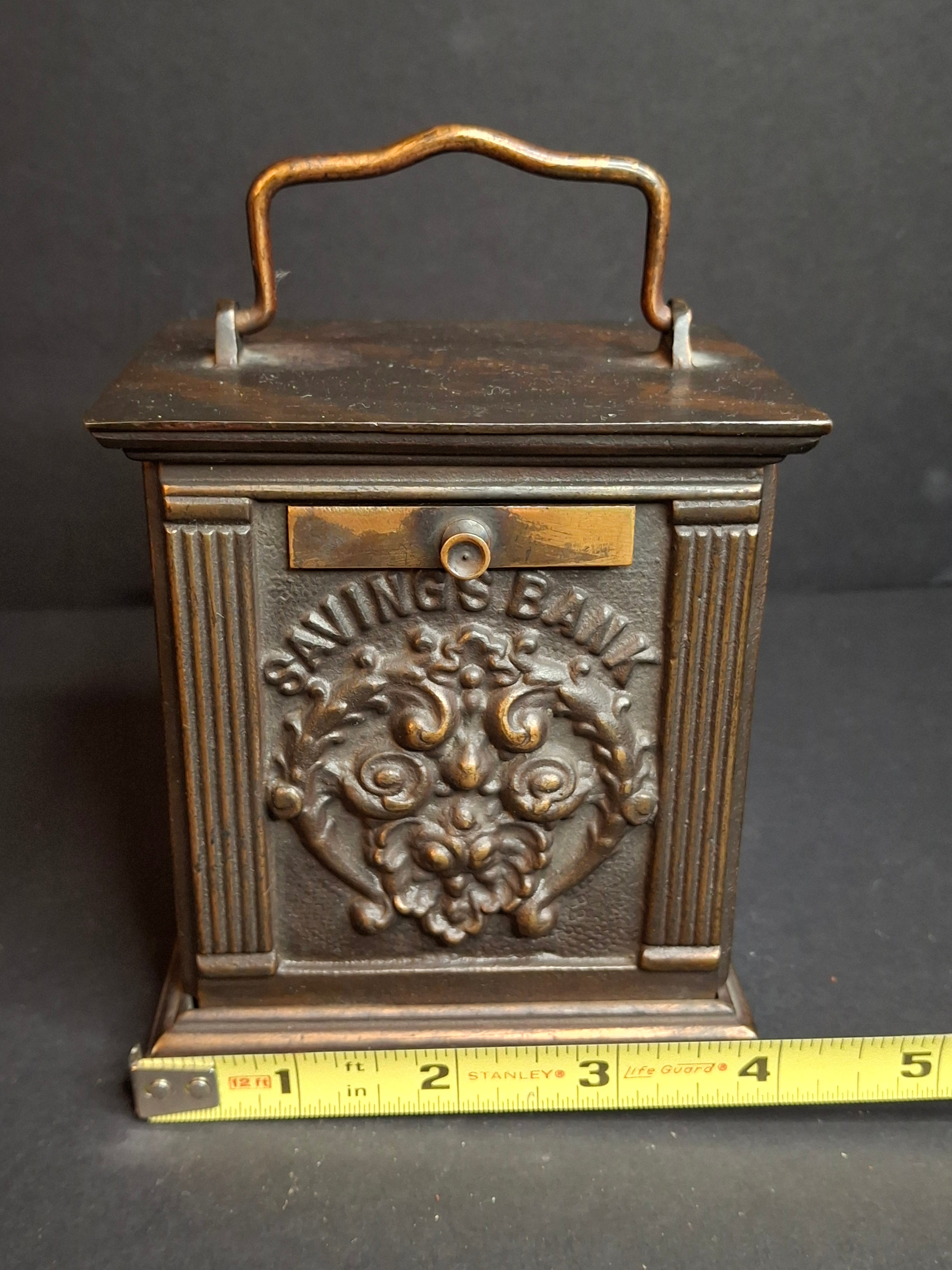 Antique 1895 Chandler’s Mechanical Bank National Brass Works Cast Iron Safe Toy - Peirce Collection
