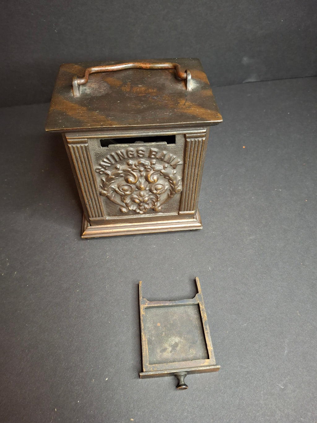 Antique 1895 Chandler’s Mechanical Bank National Brass Works Cast Iron Safe Toy - Peirce Collection