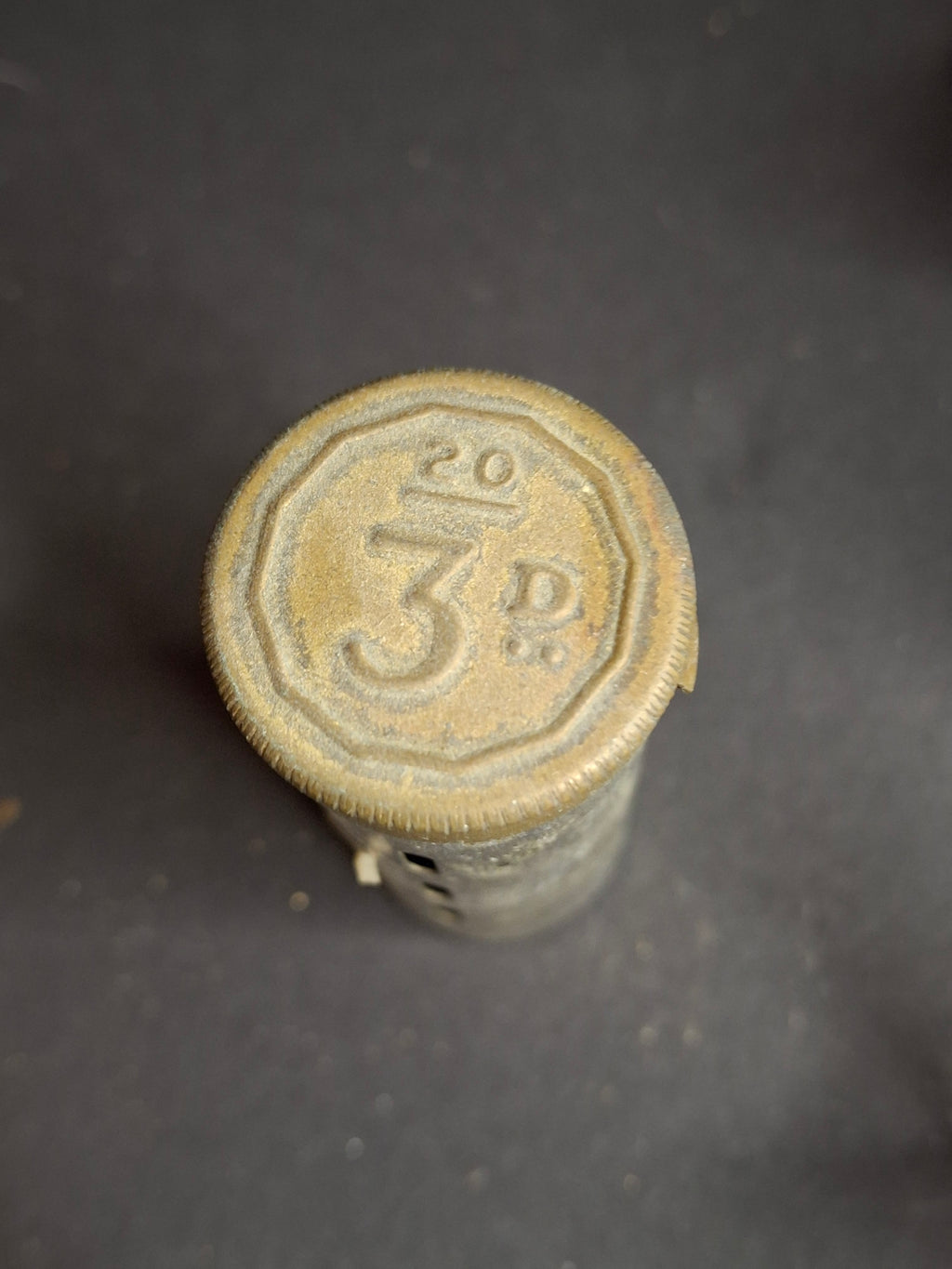 Antique Magic Pocket Savings Bank Threepence 3d Coin Holder Metal Money Box UK