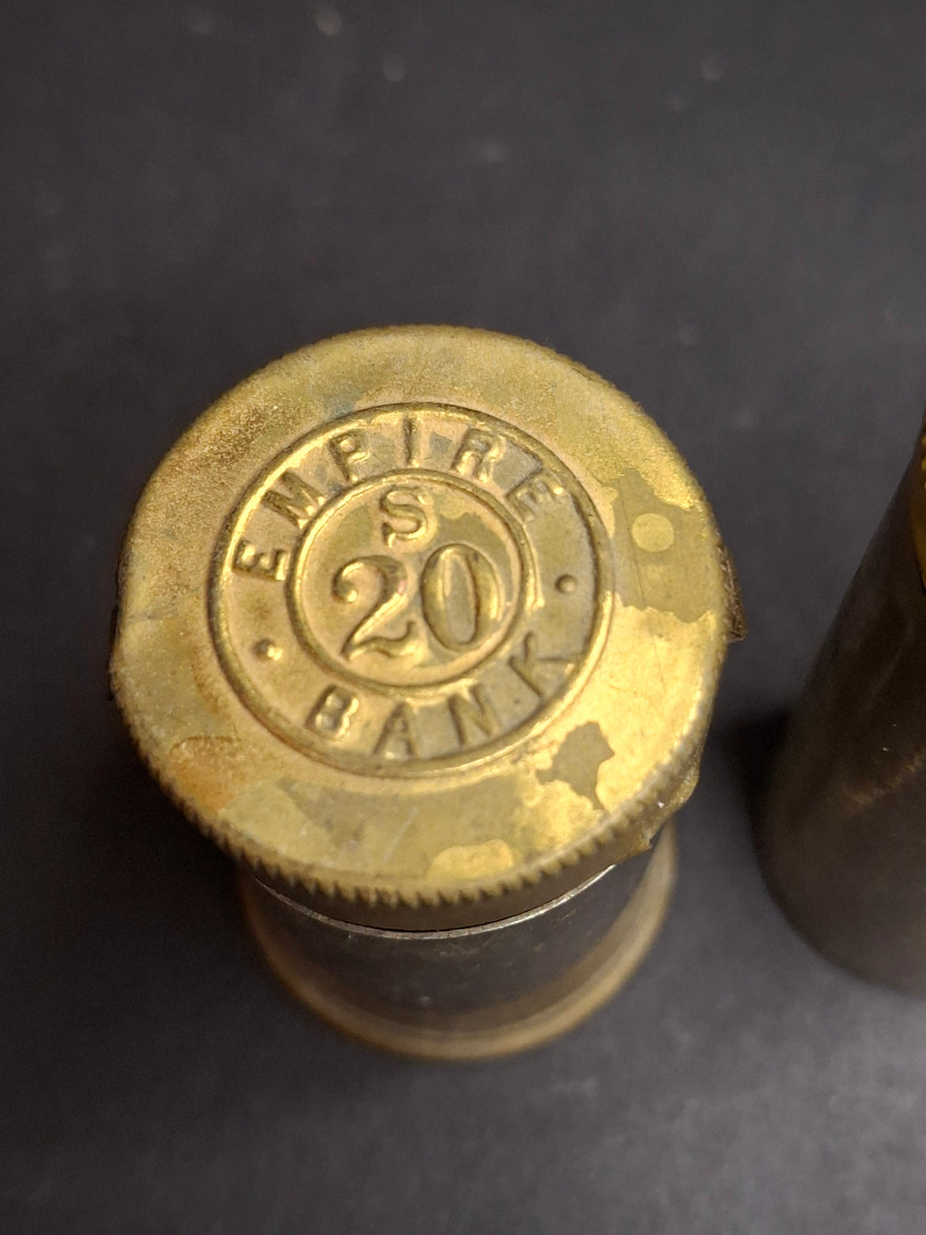 Antique Pocket Bank Trio 1890s B. & R. New York, British Empire Crown Magic 6d Sixpence Shilling Savings Tube Banks Lot