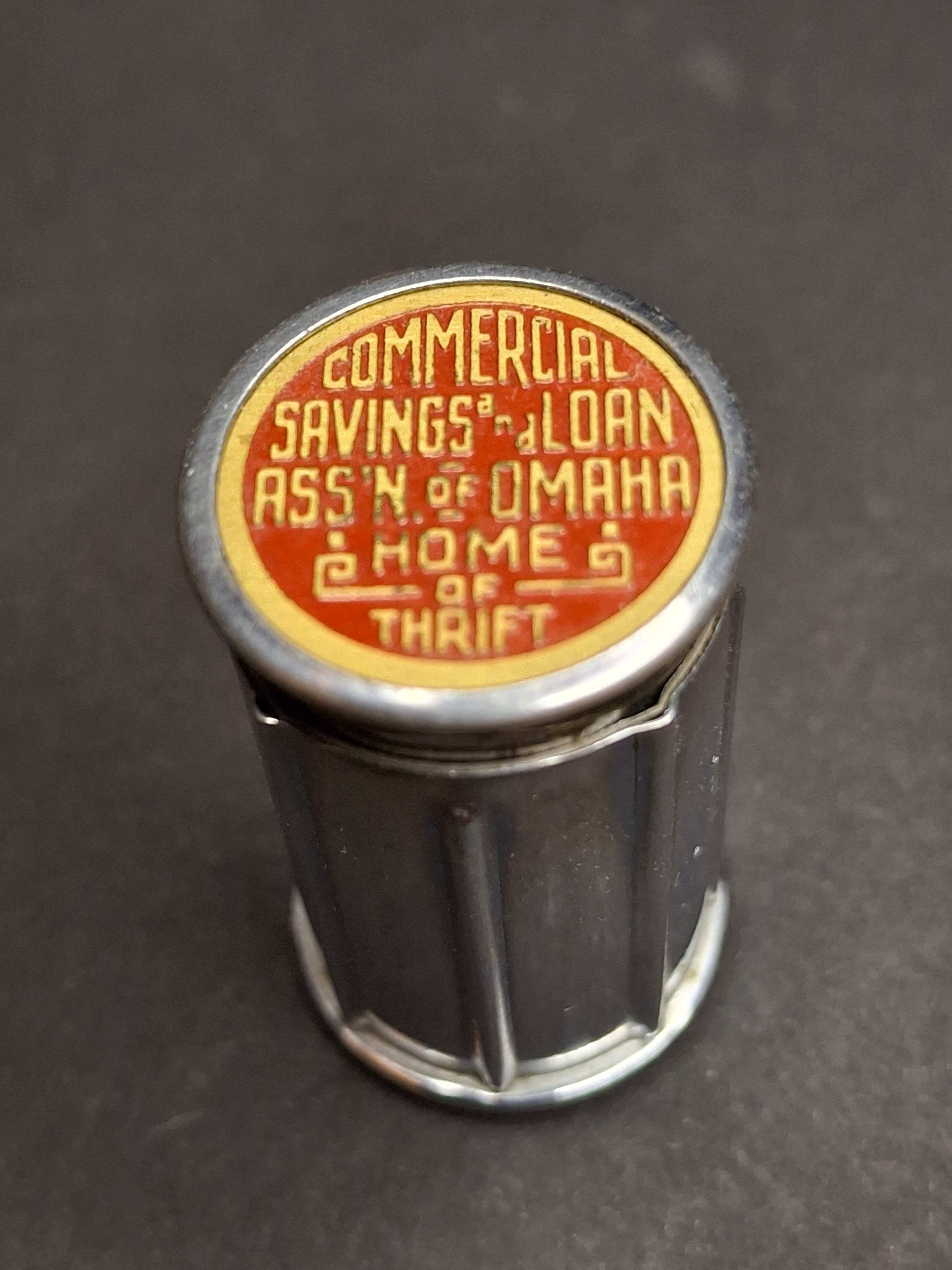 Vintage Chicago Thrift Co Telescopic Pocket Dime Bank Commercial Savings Omaha